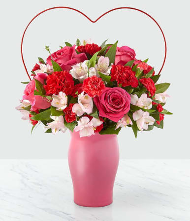 With Love Bouquet With Love Bouquet - A heart halo on this vase takes the classic Valentine's bouquet up a notch!