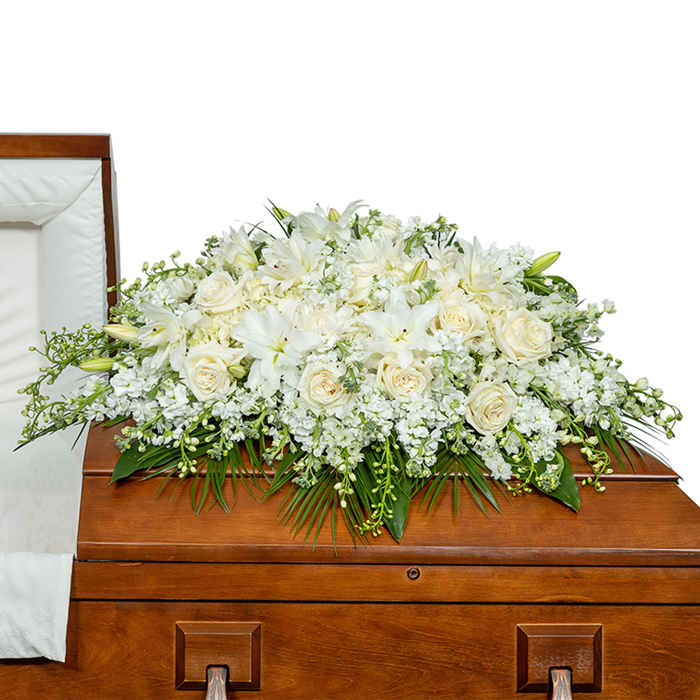 Pure Serenity Casket Spray Pure Serenity Casket Spray - Our Pure Serenity Casket Spray is a heartfelt tribute designed to honor your loved one's memory with grace and tranquility. As you navigate through the difficult moments of saying goodbye, family flowers for the funeral symbolize comfort and serenity. Allow the Pure Serenity Casket Spray to serve as a beautiful reminder of the life and legacy your loved one leaves behind while offering solace and support to those in mourning.