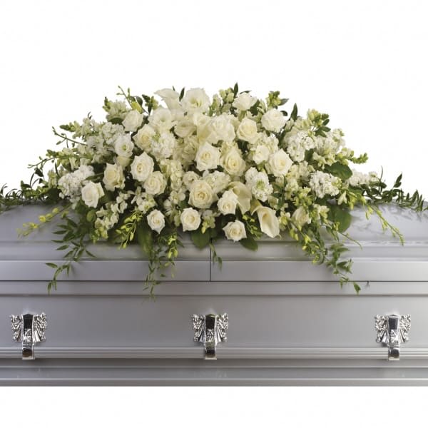 Peaceful Casket Spray Peaceful Casket Spray - The size of the arrangement is about 44" *17"