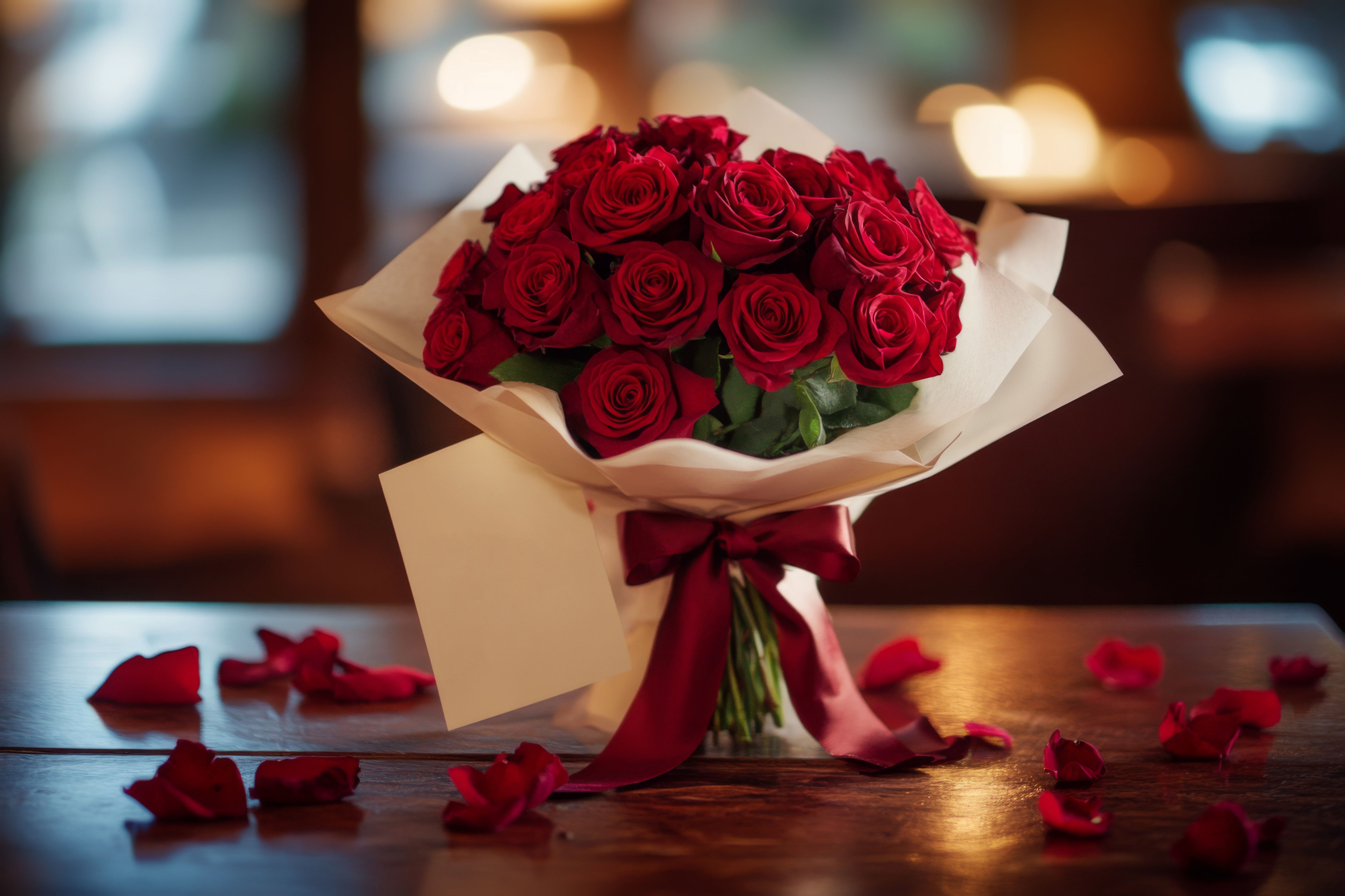 Golden Romance - Ignite the spark of romance with our breathtaking Golden Romance Bouquet. This luxurious arrangement features a stunning collection of fresh, vibrant red roses, each one a symbol of deep affection and timeless love. Handcrafted with care and artistry, this bouquet is elegantly wrapped in premium paper and adorned with a sumptuous satin ribbon, making it the perfect gift to express your heartfelt sentiments.  Sourced from the finest floral growers, our roses boast unparalleled quality, ensuring they remain a beautiful centerpiece long after the special day. The rich, velvety petals invite touch, while their intoxicating fragrance fills the air, creating an unforgettable sensory experience.   Artfully arranged and accompanied by delicate rose petals, this bouquet transforms any space into a romantic haven. Whether it’s for a candlelit dinner, a surprise delivery, or a thoughtful gesture, the **Golden Romance Bouquet** is designed to sweep your loved one off their feet.  Don’t miss the chance to celebrate your love story with this exquisite floral masterpiece. Order now to guarantee timely delivery during this enchanting season. Let your love bloom beautifully with the Golden Romance Bouquet—a perfect expression of passion and devotion! 
