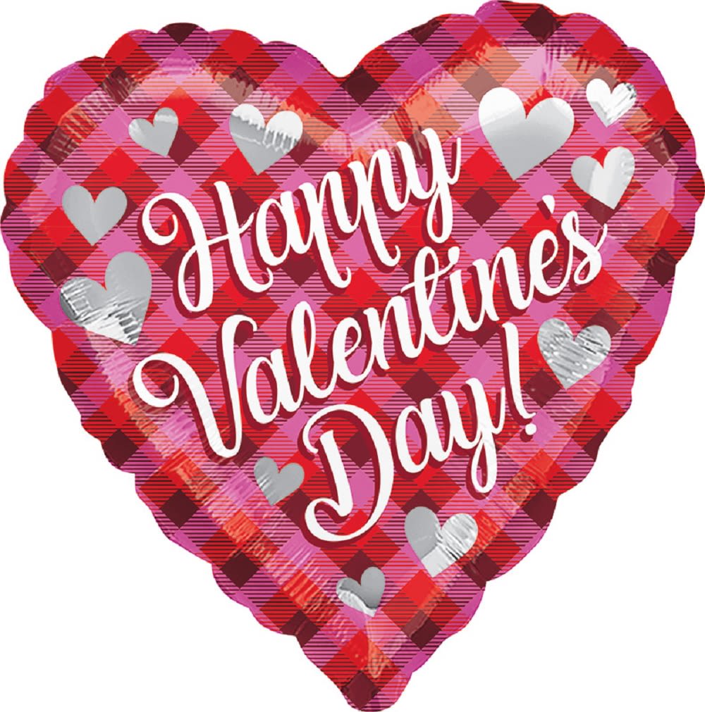 Happy Valentine's Day! - Plaid - Balloon - HAPPY VALENTINE'S DAY! 18&quot; INCH HELIUM FILLED MYLAR BALLOON QTY. 1