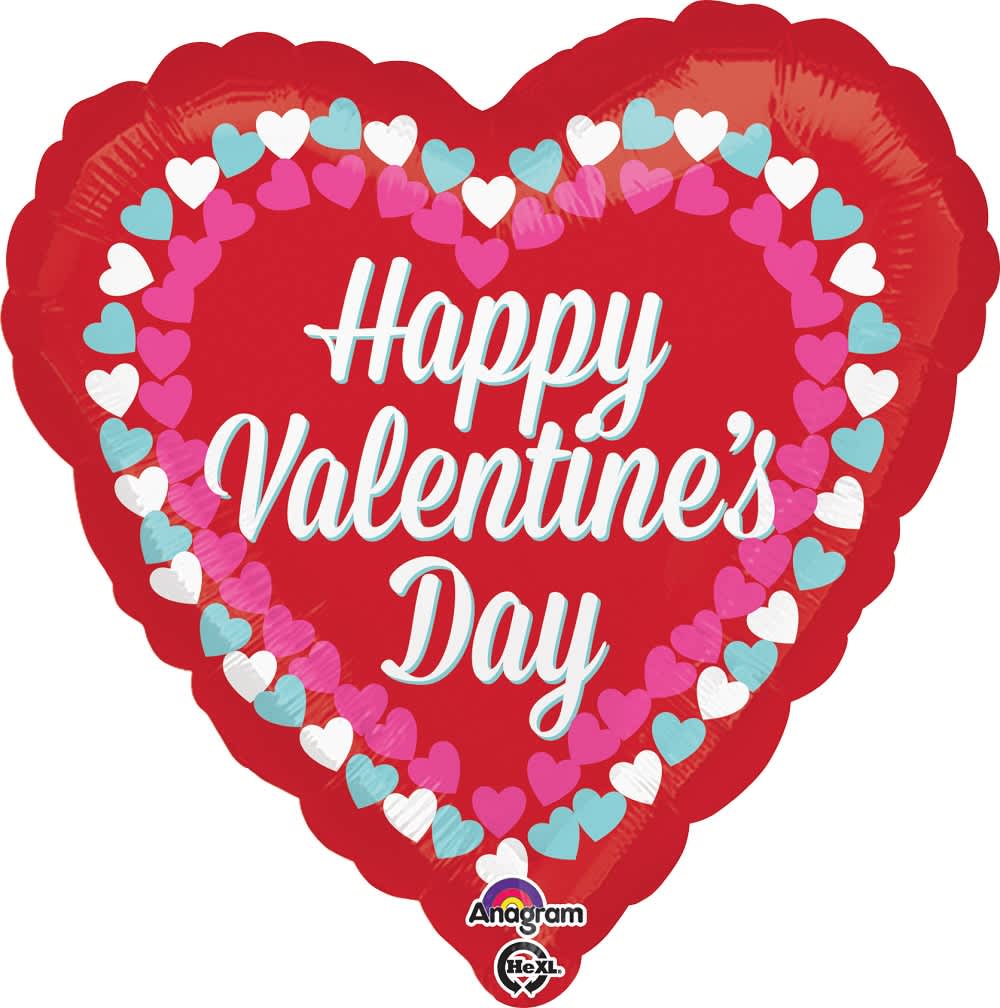 Happy Valentine's Day Heart Border Balloon - HAPPY VALENTINE'S DAY 18&quot; INCH HELIUM FILLED MYLAR BALLOON QTY. 1