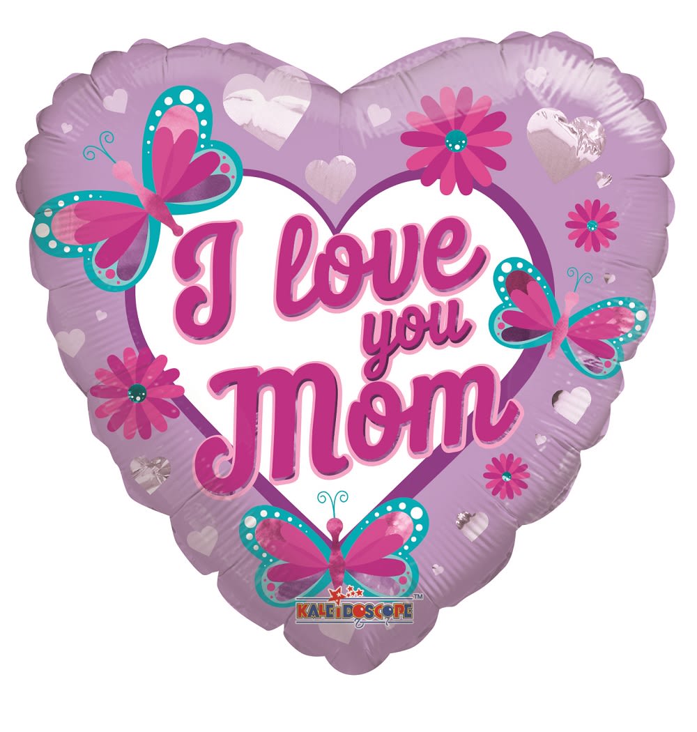 I Love You Mom - Heart - Balloon - I LOVE YOU MOM BALLOON 18&quot; INCH HELIUM FILLED MYLAR BALLOON QTY. 1