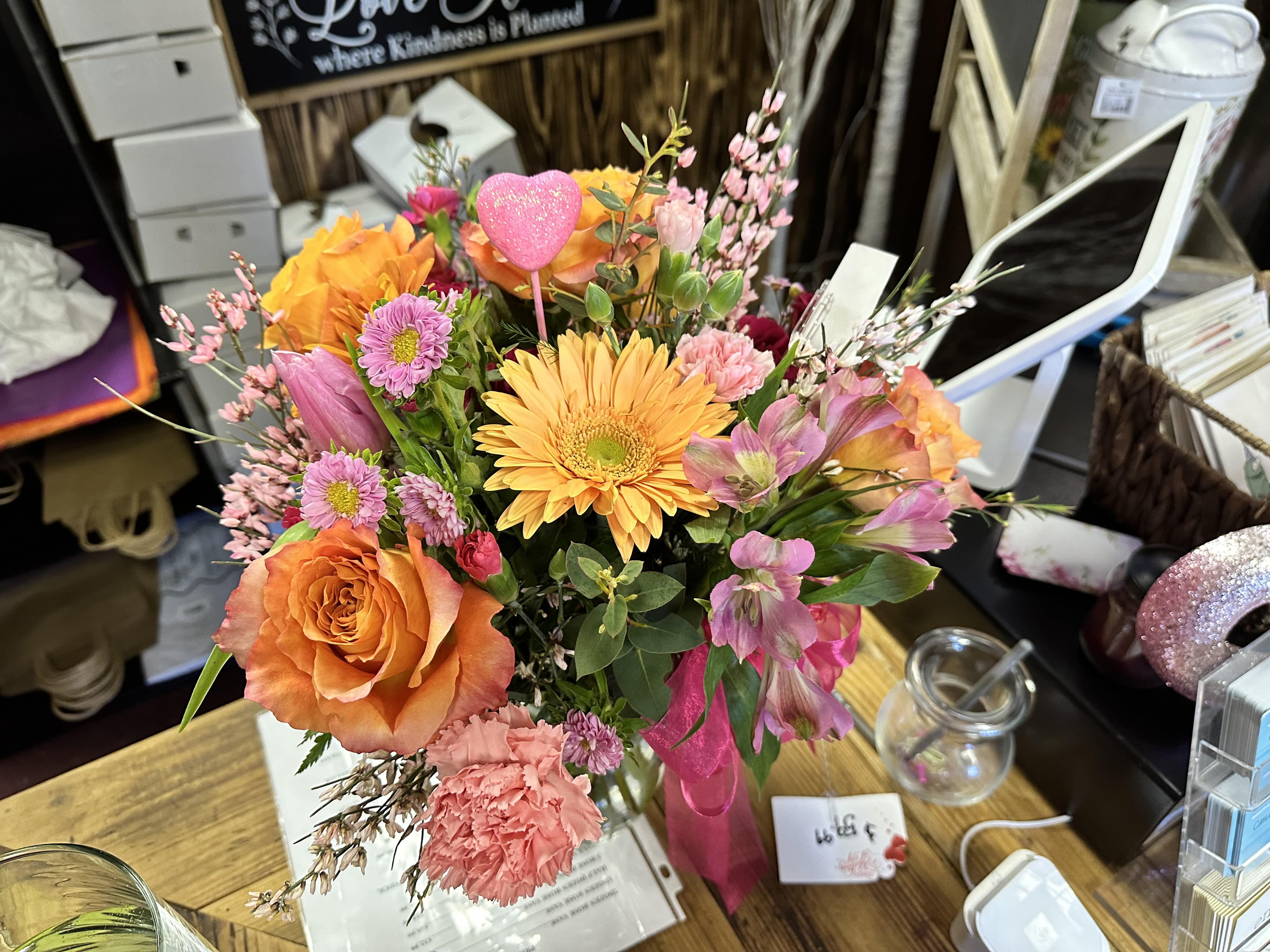 RAINBOW SHERBERT - ASSORTMENT OF SOFT PINK AND PEACHE BLOOMS