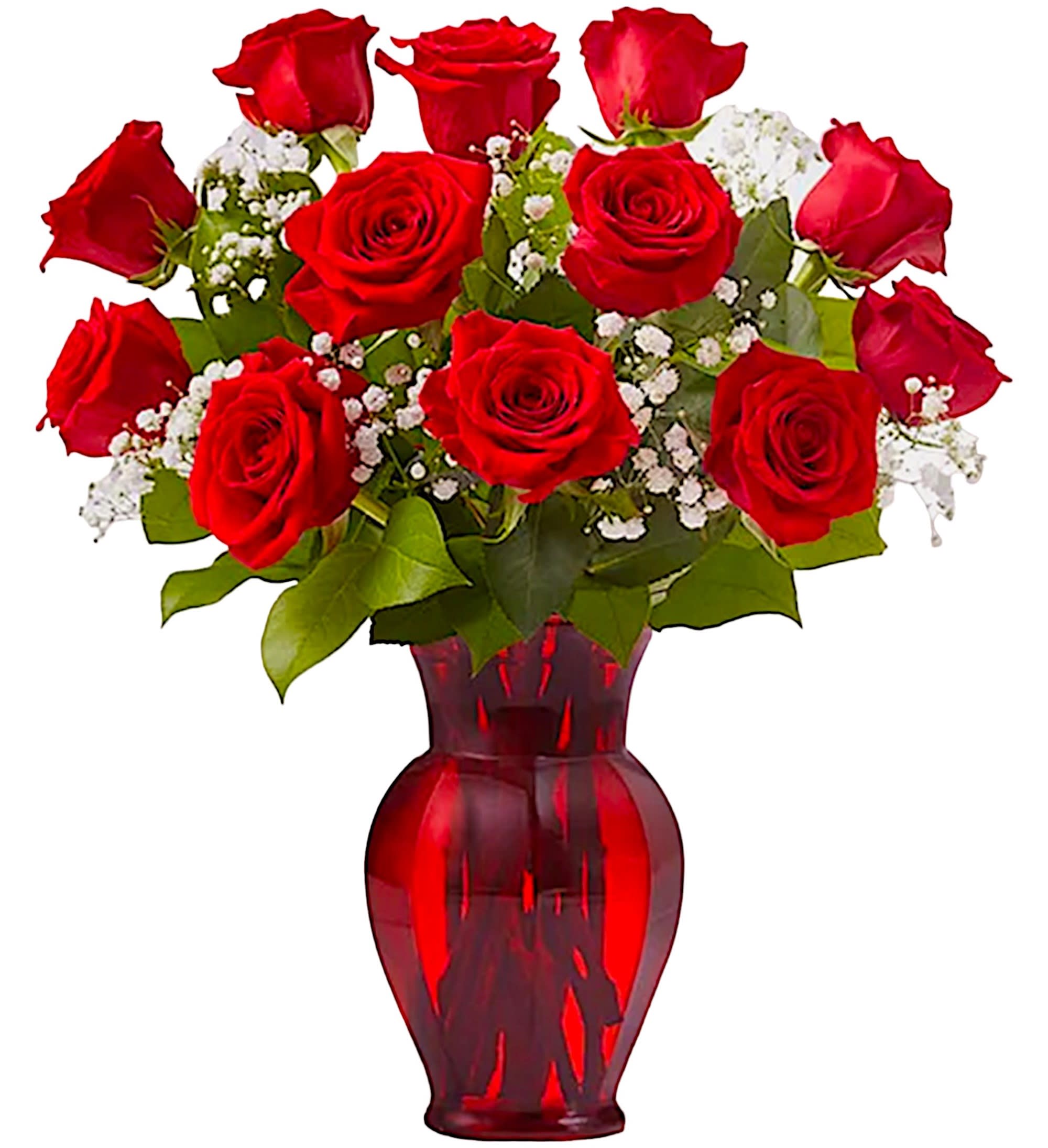 Blooming Love - Sometimes flowers speak louder than words…and our elegant red roses speak volumes! Beautifully hand-arranged with lush greenery inside our exclusive ruby red vase, each radiant bloom will help you express your love in the most romantic way possible.  DETAILS Arrangement with premium red roses, baby’s breath and greens  VASE INCLUDED 8.75”H Orientation: All-Around Item #NF-971  FLORIST-TO-DOOR Same day flower delivery on most orders placed online by 12 pm or 10 am on weekends PST.  BLOOM DETAILS Roses Baby's Breath Greenery  The Standard Arrangement is approx. 19&quot;H x 14&quot;L. (12 ROSES) The Deluxe Arrangement is approx. 20&quot;H x 15&quot;L. (18 ROSES) The Premium Arrangement is approx. 21&quot;H x 16&quot;L. (24 ROSES)  How to place an order?  1. You can place an order directly on this secure website. OR 2. You can call in your order by dialing: (323) 262 - 9238 OR 3. You can visit our store (appointment recommended 323.262.9238)  NINFA'S FLOWERS 2405 WHITTIER BLVD. LOS ANGELES, CA. 90023  ATTENTION: *Please note that on busy holidays, Valentine's Day, and Mother's Day, we cannot verify if the recipient received the flowers until the following day. You can verify delivery on the website after 10:00 pm, call 323.262.9238 the following day after 10:00 am, or contact the recipient directly. Thank you for your patience and understanding.