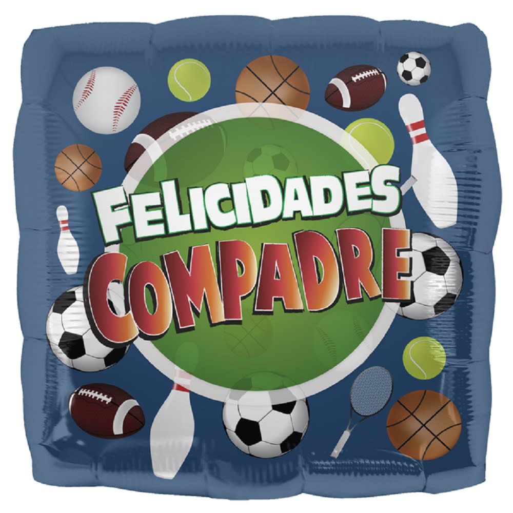 Felicidades Compadre (Spanish) - Balloon  - FELICIDADES COMPADRE  18&quot; INCH HELIUM FILLED MYLAR BALLOON QTY. 1