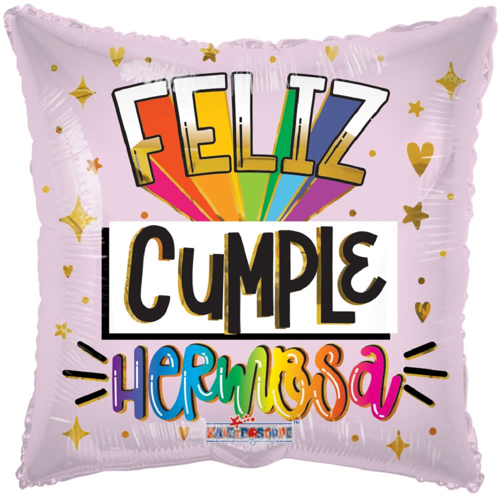 Feliz Cumple Hermosa (Spanish) - Balloon  - FELIZ CUMPLE HERMOSA  18&quot; INCH HELIUM-FILLED MYLAR BALLOON QTY. 1