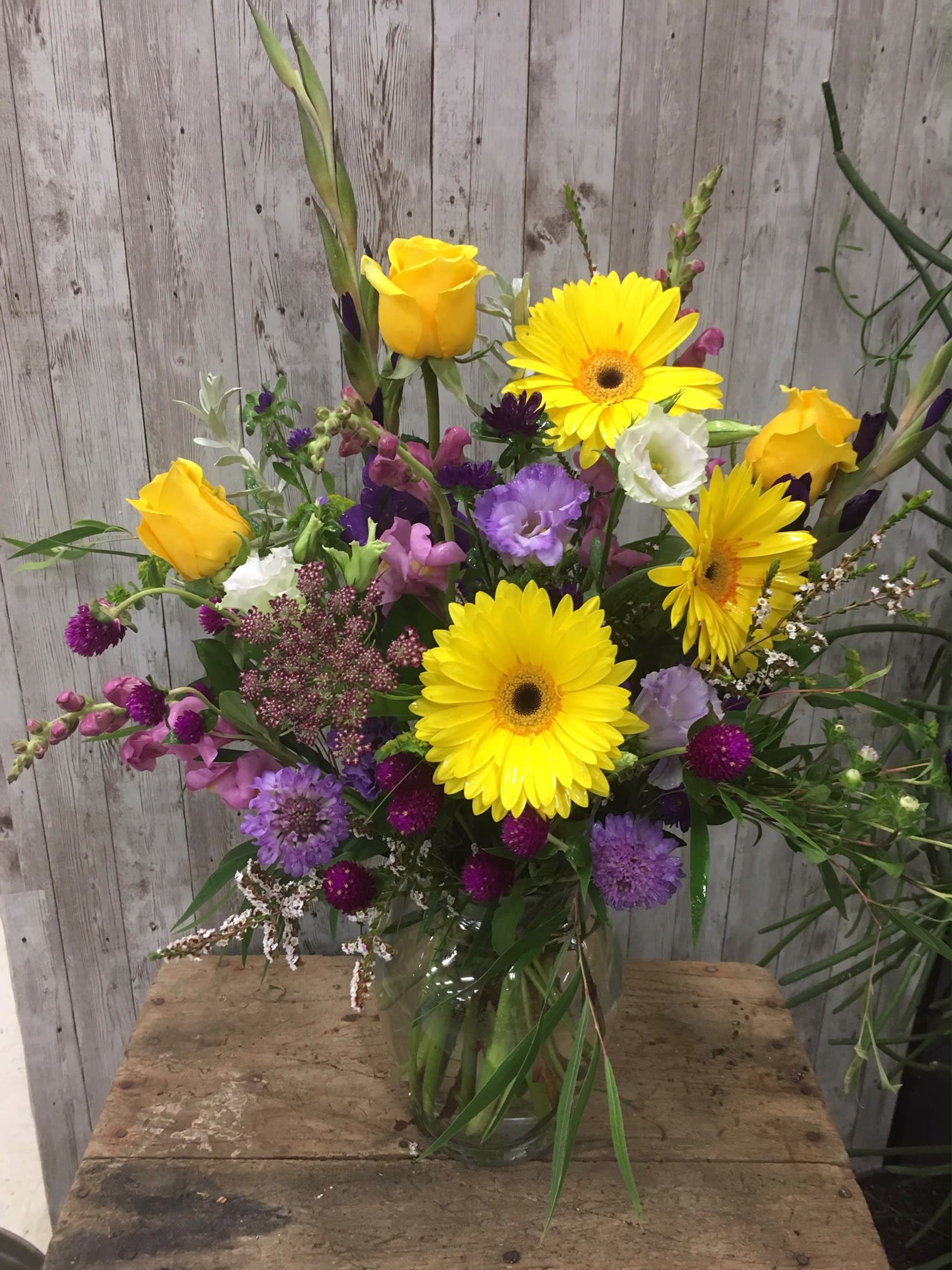 bright and cheerful - yellows and purples 