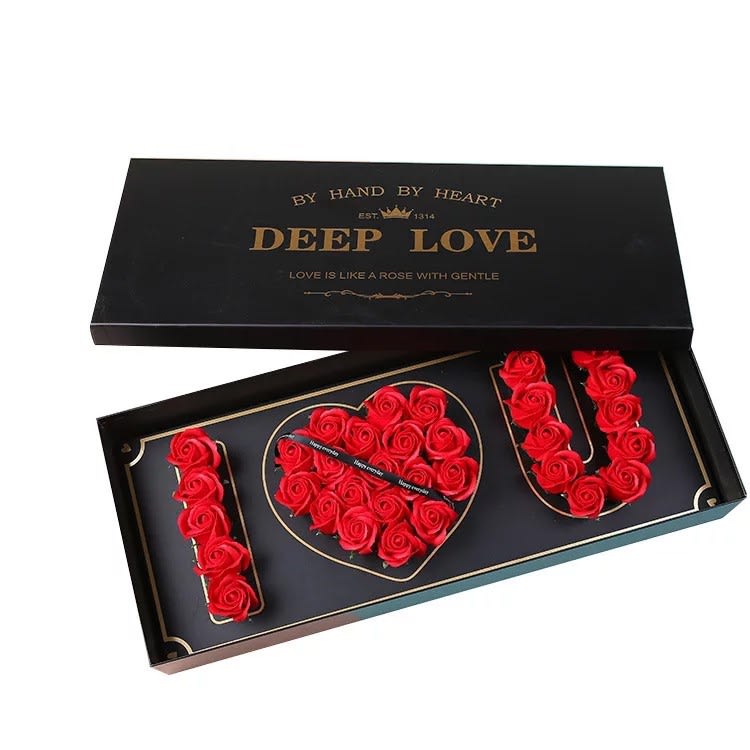 I love you Box - I LOVE YOU spelt out in beautiful 2 dozen roses