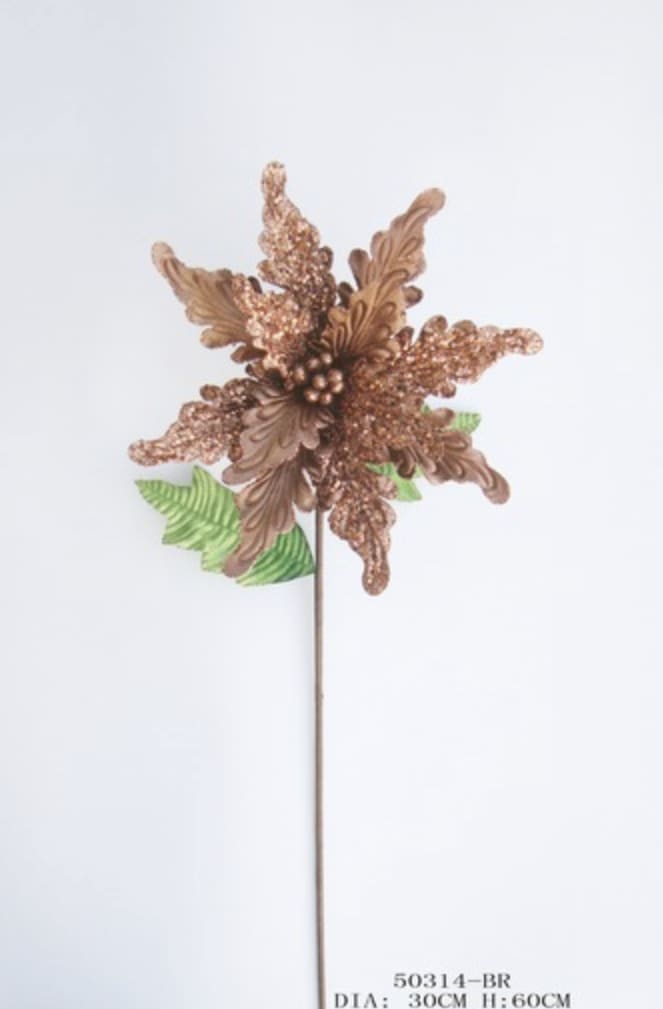 DIA SEQUINED POINSETTIA STEM DIA SEQUINED POINSETTIA STEM - Color: CHAMPAGNE Dimension: 25cm x H55cm