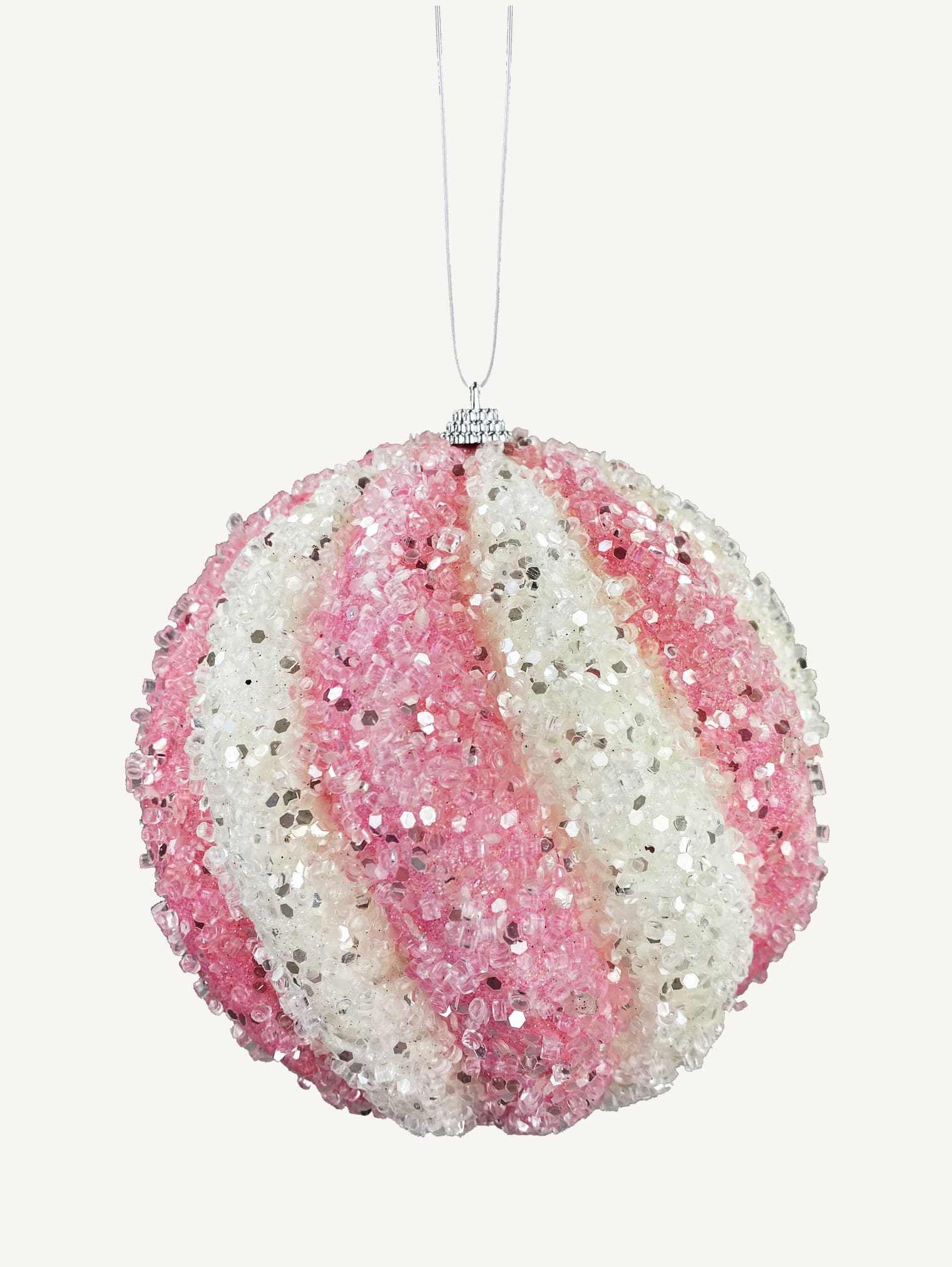 Ornament Icy Ball PKWT Ornament Icy Ball PKWT - Color: PINK/WHITE