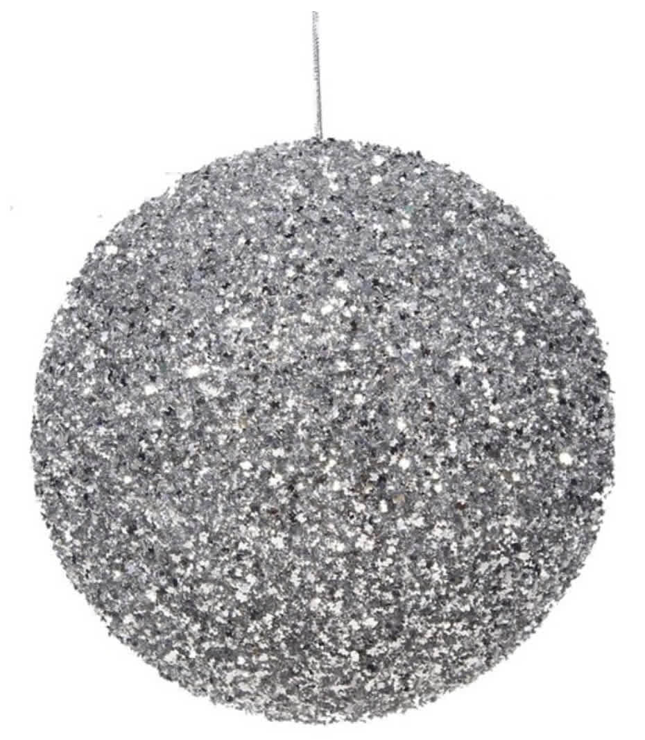 150MM GLITTER BALL ORNAMENT 150MM GLITTER BALL ORNAMENT - Color: SILVER Material: Styrofoam/Glitter