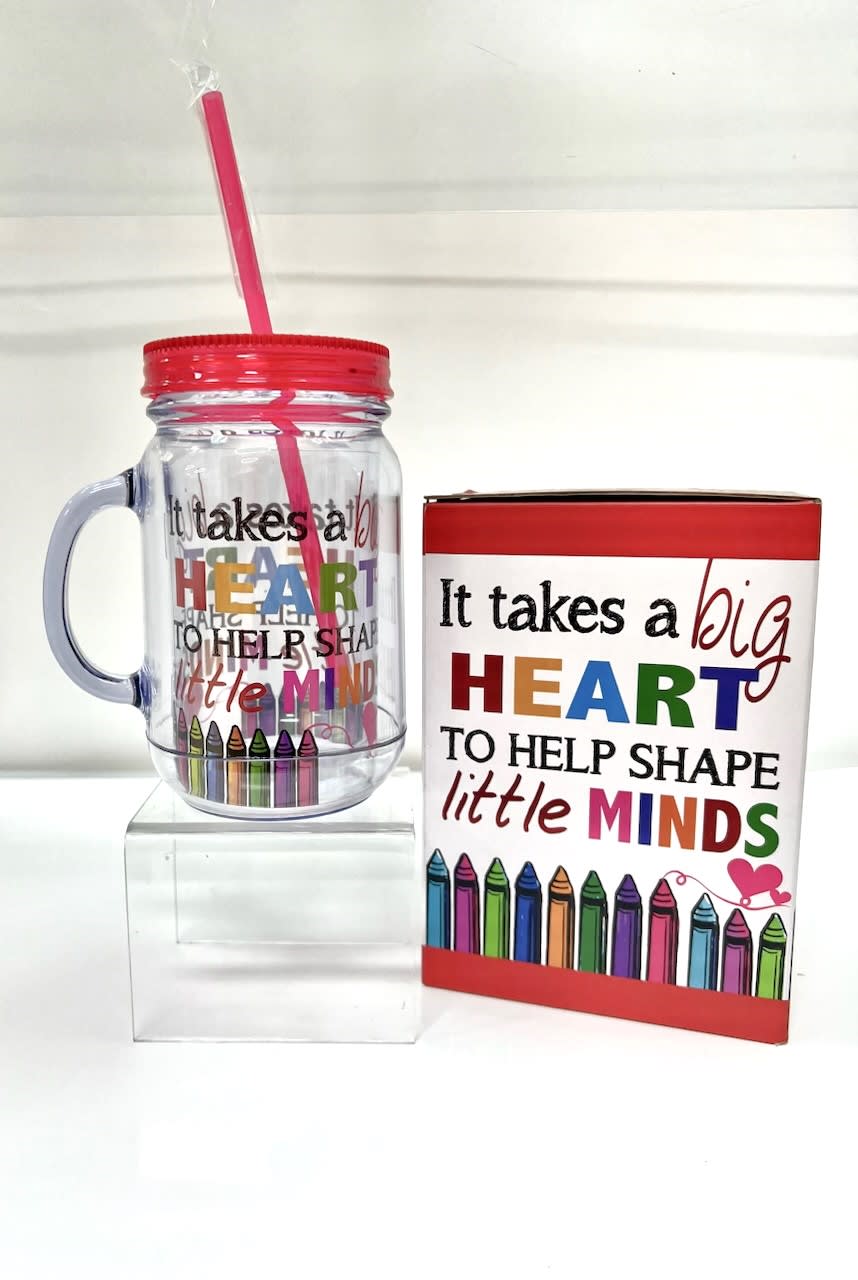 Teacher's Mason Jar Beverage holder Teacher's Mason Jar Beverage holder - Evergreen Double-Walled Acrylic Mason Jar Beverage Holder- 3.5 x 5 x 6.25 Inches