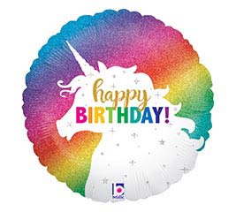 Glitter Unicorn Birthday Mylar Glitter Unicorn Birthday Mylar - Select this standard sized birthday mylar.