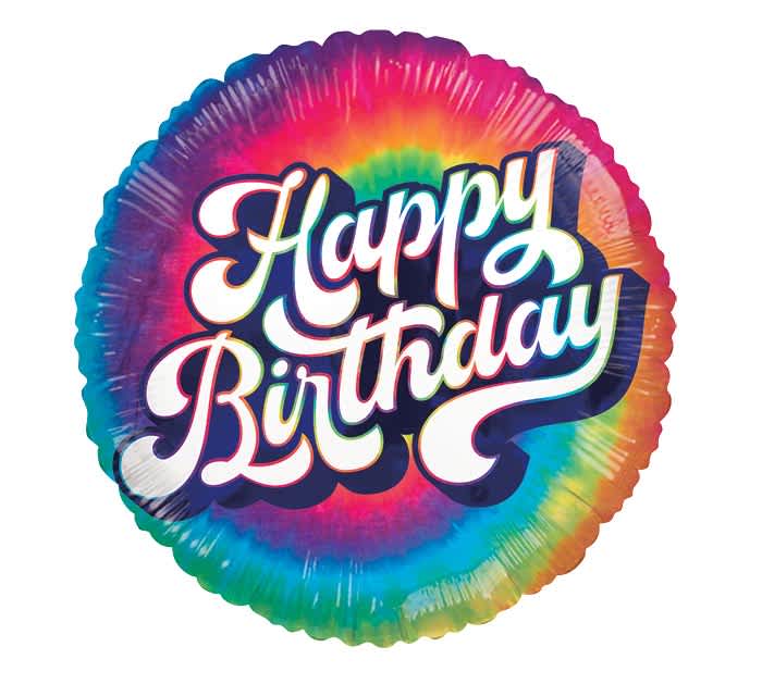 17" Groovy Happy Birthday Mylar 17" Groovy Happy Birthday Mylar - Choose this groovy tie-dye balloon for your arrangement.