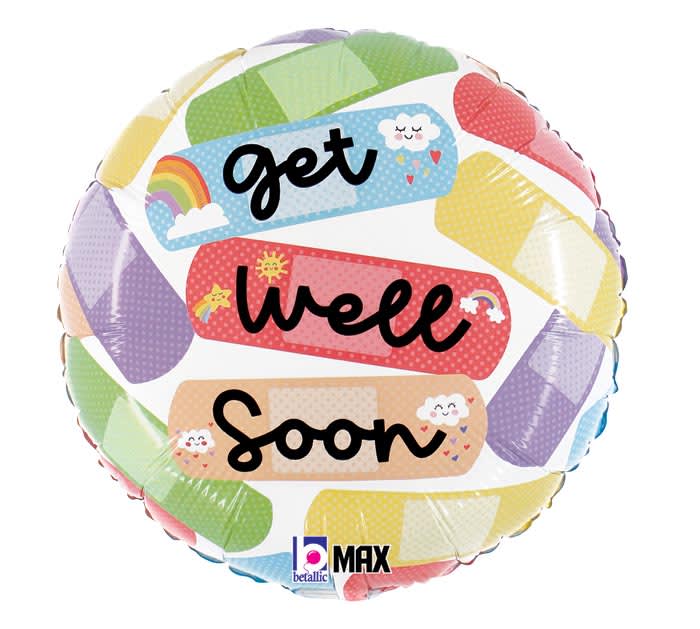 18" Get Well Soon Bandages Mylar 18" Get Well Soon Bandages Mylar - Get well soon with this adorable and cheerful mylar!