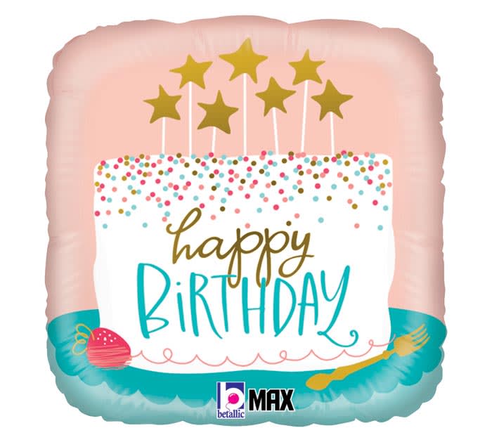 Candles on a Cake Birthday Mylar Candles on a Cake Birthday Mylar - A square mylar balloon with a white cake with candles on it that says "Happy Birthday"