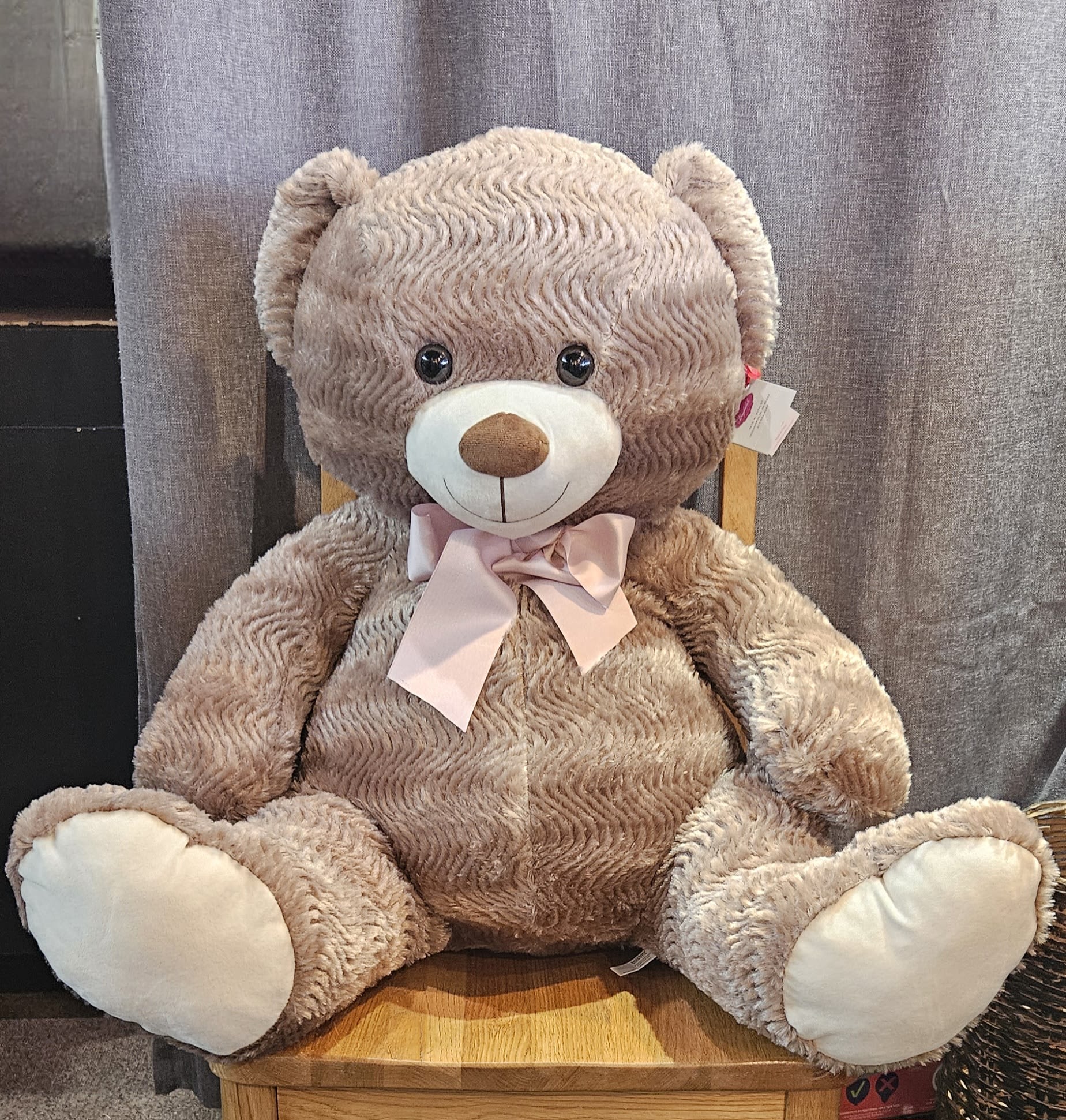 Lovable Friend  - 26&quot; Big Lovable Wavy Bear with Pink Bow