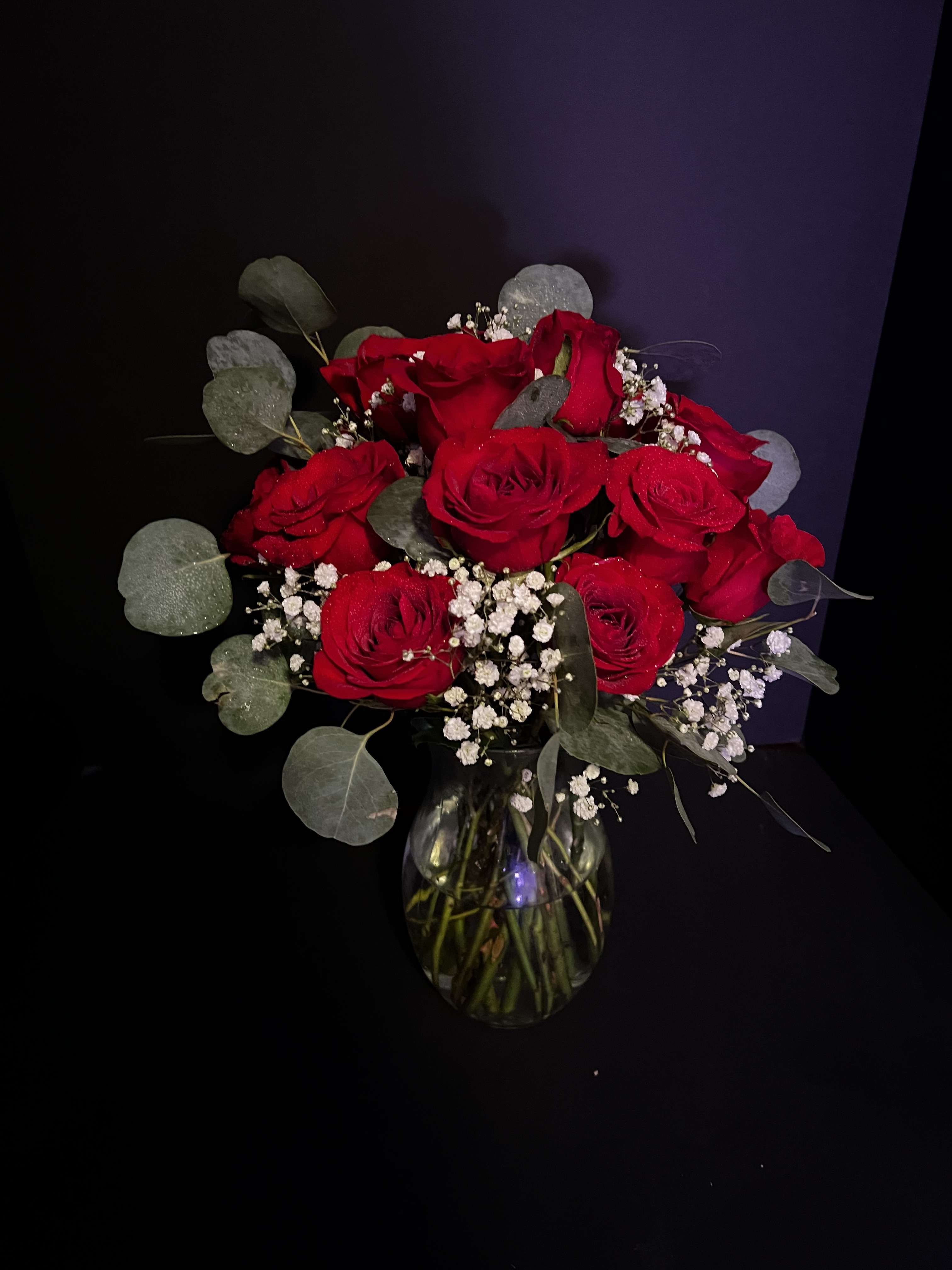 Romantic Rouge -  A classic arrangement of deep red roses, symbolizing love and passion. 