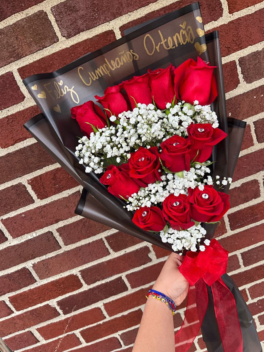 Manual en Escalera con letreo - manual de rosas con letrero personalizado 12 unidades