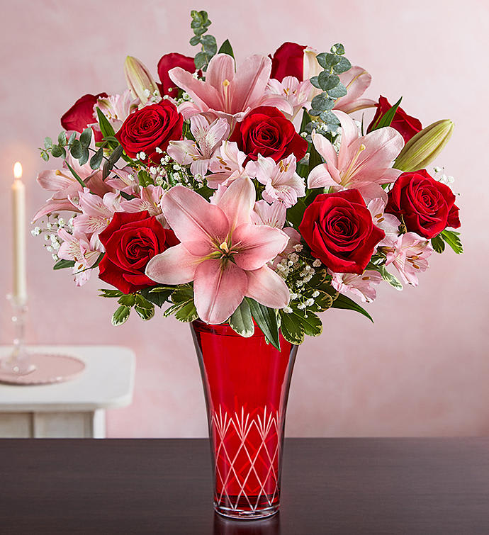 KEY TO MY HEART BOUQUET KEY TO MY HEART BOUQUET - Let her know she’ll always hold the key to your heart with our magnificent Valentine’s arrangement. A show-stopping mix of radiant red & pink blooms, it’s hand-arranged inside our elegant ruby-red Diamond Cut Vase designed to enhance the beauty of each bloom. Let it unlock all the feelings you have inside without even saying a word