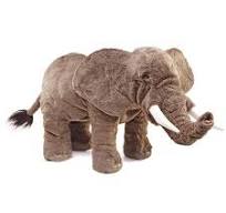 Folkmanis Elephant Puppet - This Elephant Puppet is a majestic pachyderm that incorporates the animator to lift and move the trunk when you slip your hand inside his head. Designed with realistic touches, an ultra-soft micro-fiber fabric, and a movable mouth. Elephants use their trunks for a variety of purposes, from hauling lumber to taking a bath; how much can you make him do? Length: 20&quot; Long   Width: 27&quot; Wide  Height: 12&quot; Tall  Weight: 15.2 oz.