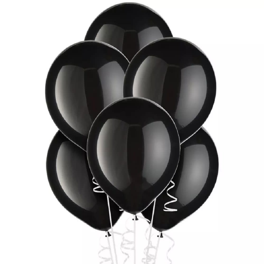 Black Latex Balloons - ONYX BLACK  HELIUM-FILLED STANDARD - QTY. 6