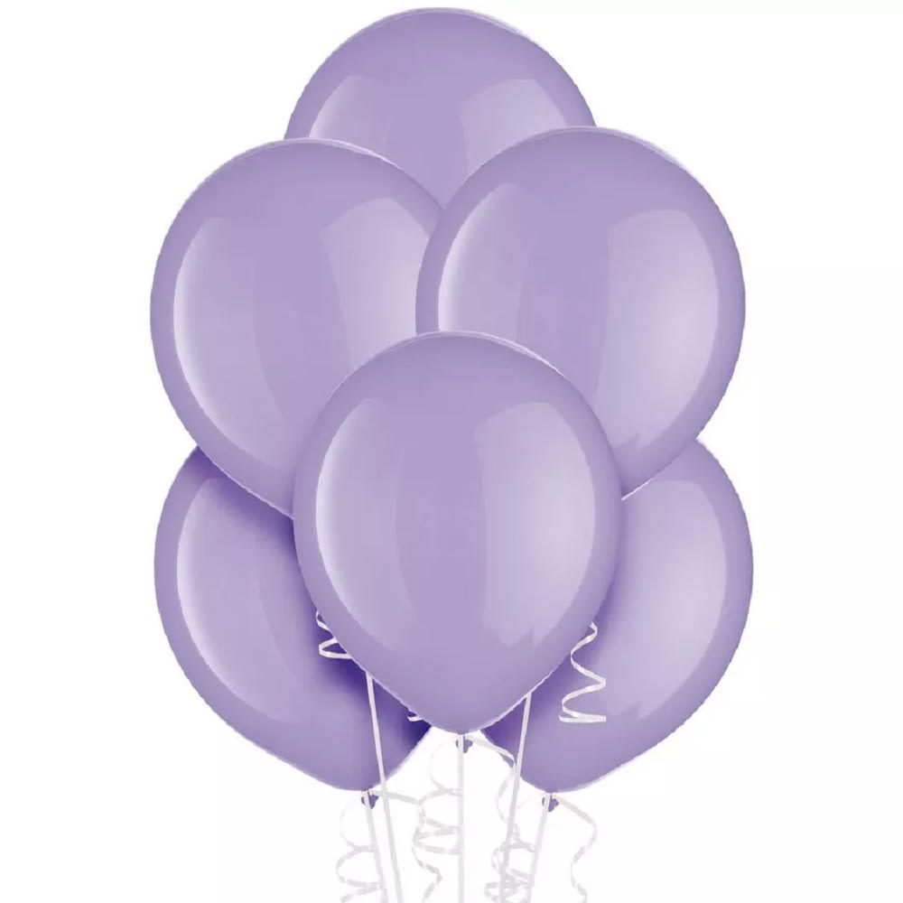 Lavender Latex Balloons - LAVENDER  HELIUM-FILLED LATEX BALLOONS STANDARD - QTY. 6