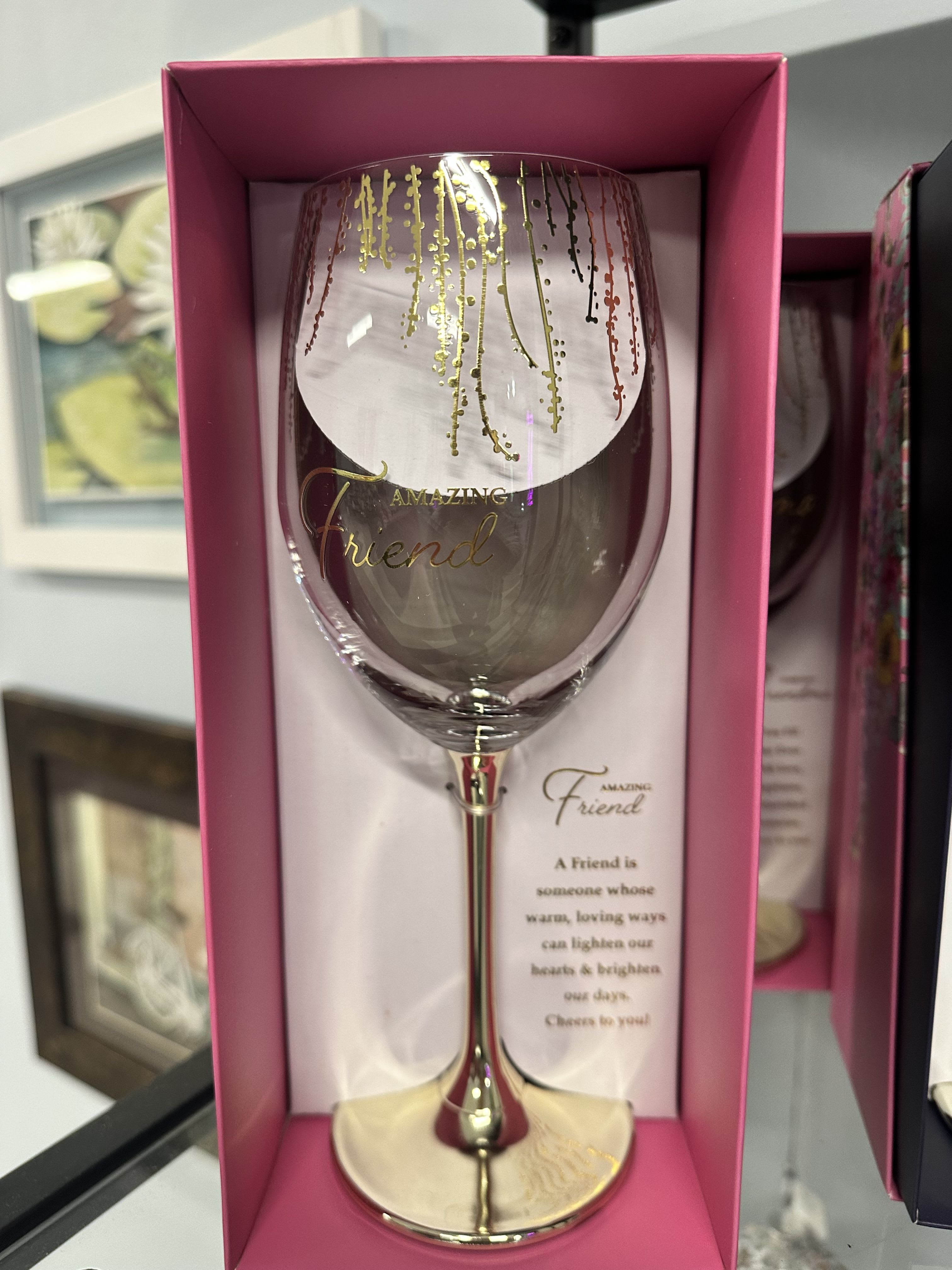 Friends wine glass Friends wine glass - Wine glass with beautiful box with poem and saying etched in the glass