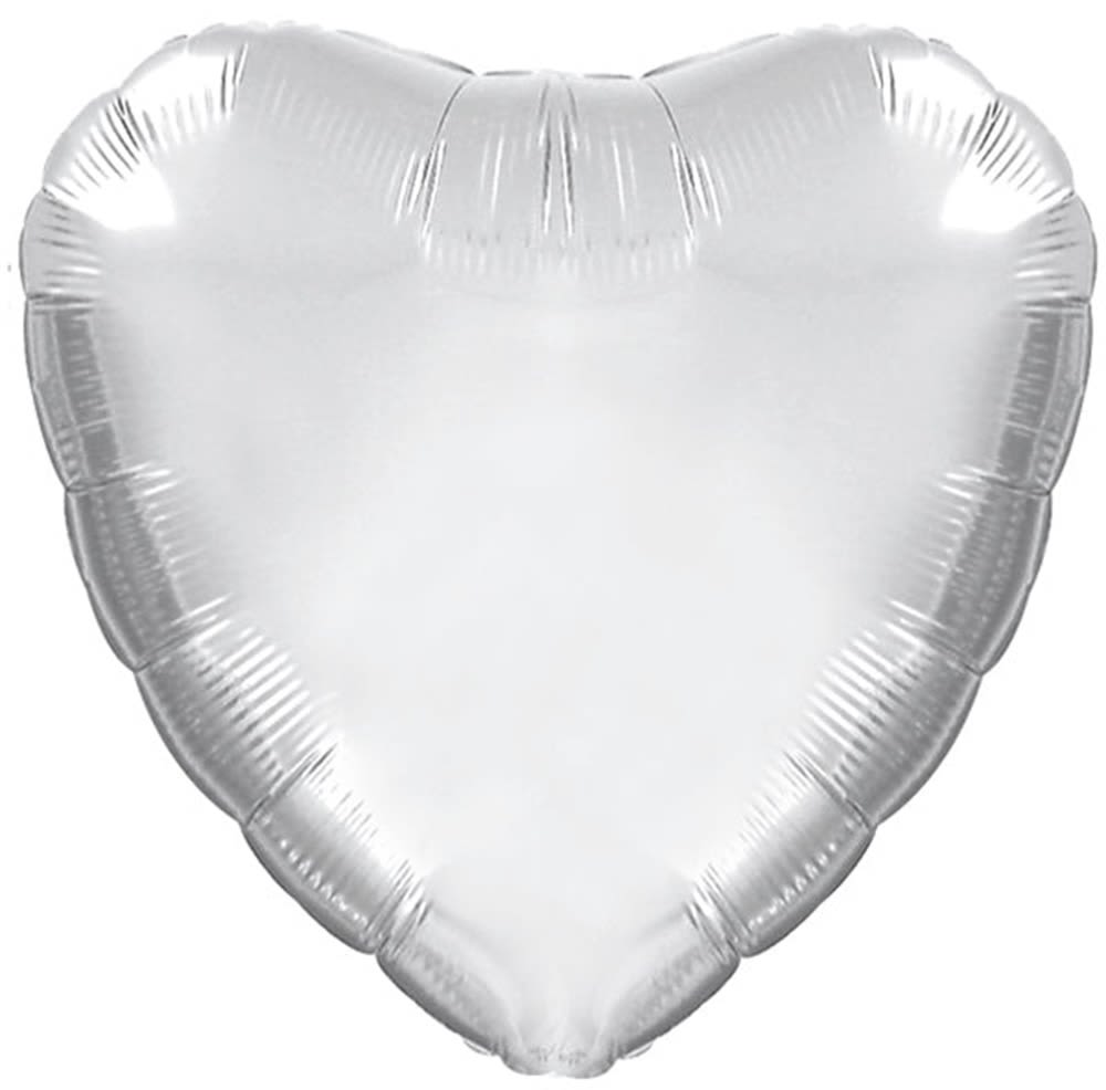 Silver - Heart Shape - Mylar Balloon - SILVER - PLAIN HEART SHAPY 17&quot; INCH HELIUM-FILLED MYLAR BALLOON QTY. 1