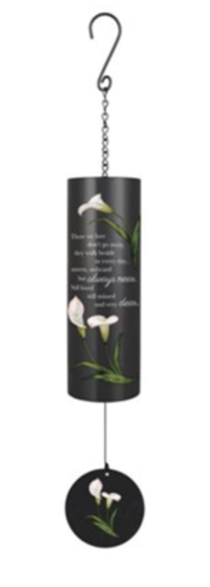 36 in Cylinder Wind Chime - Black with Calla Lilies “ Always Near”