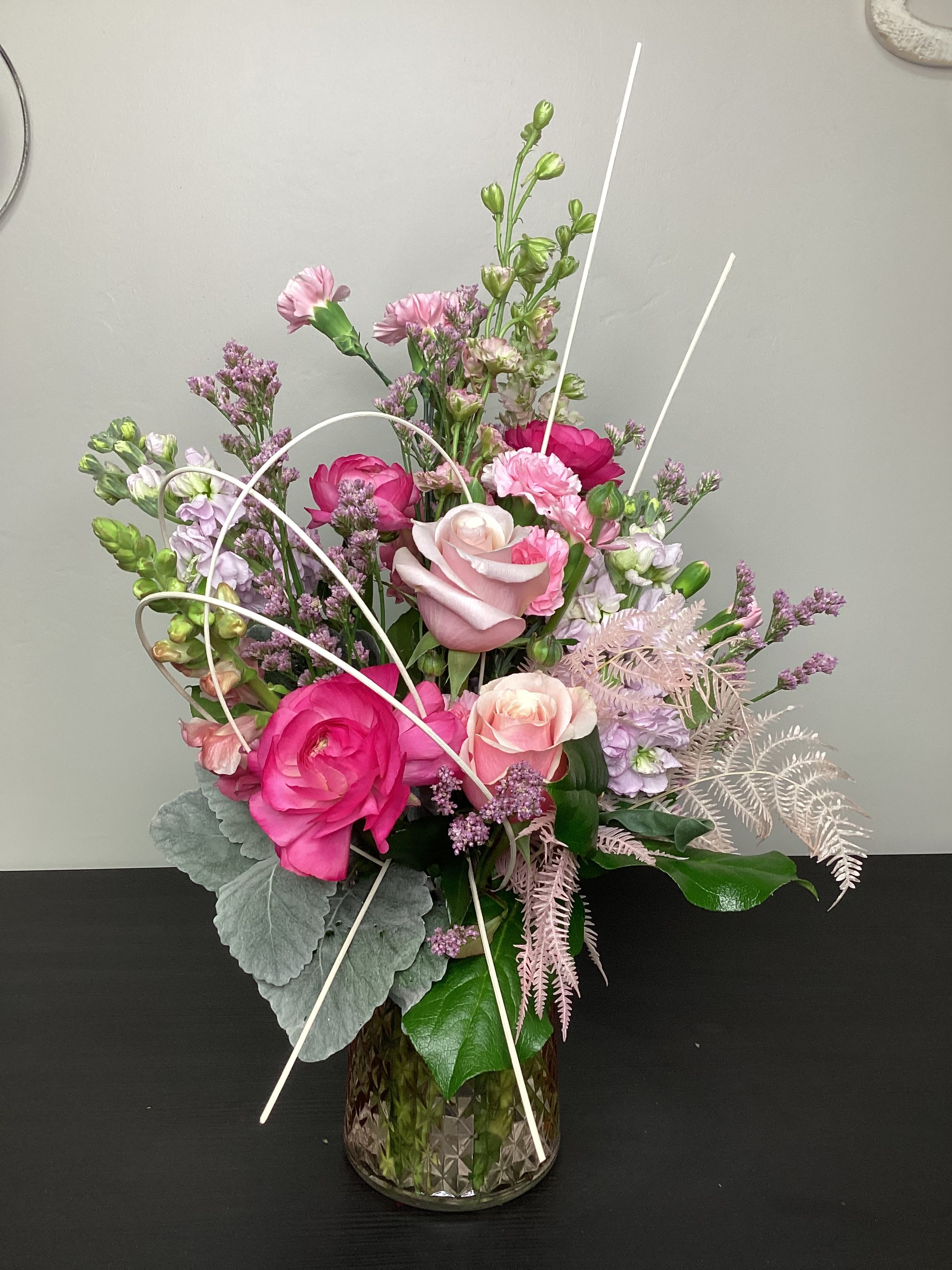 Tickled Pink - Pinks! So Many Shades Of Pinks! A sweet Collection Of Flowers That Will Match The Blush On Their Cheeks When They Receive This Adorable Arrangement  Made With The Best Variety Of Pink Flowers In Stock.   