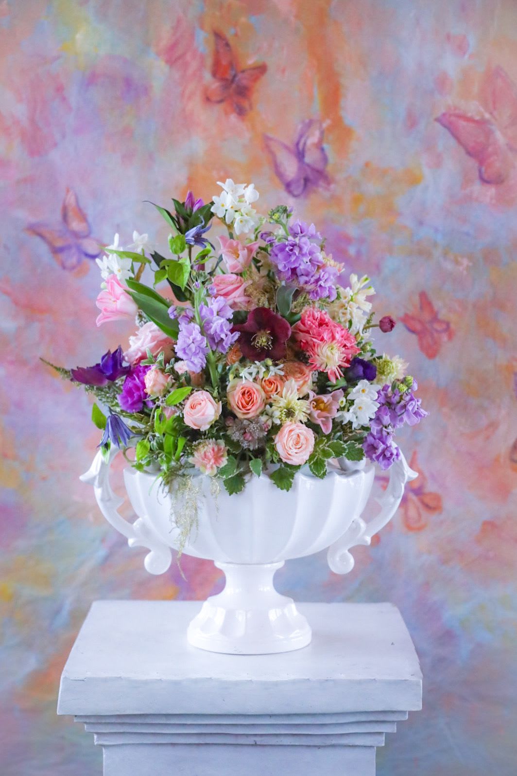 The Secret Garden Arrangement - The Secret Garden Arrangement A key unlocks a flora filled view. Like a window into a secret garden. Step into the magic of the natural realm with this delightful garden inspired arrangemnt..  One of a kind by floral designer Stacy Leafsong Arrangements will be delivered by 7pm, for a specific delivery time please include in special instructions. On holidays, our busiest times, deliveries will be made by 7:30pm.