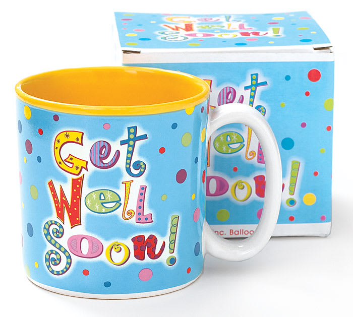 Get Well Soon! Get Well Soon! - Wish that special person the best with this beautiful message mug. Dishwasher safe/FDA approved/Microwave safe. Color and variety may vary due to availability but most likely it will be as pictured. Available at your DeLand preferred Floral Shop! We proudly serve and deliver to DeLand, DeBary, Deltona, Cassadaga, Orange City, Lake Helen, Lake Mary, Sanford, Longwood, Casselberry, Altamonte Springs, Maitland, Winter Park, DeLeon, New Smyrna Beach and Daytona Beach areas!