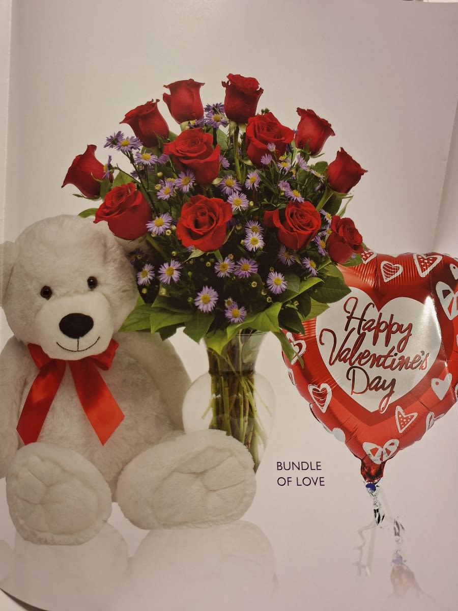 Bundle of love - Beautiful  12 Rosa’s ballon in bear