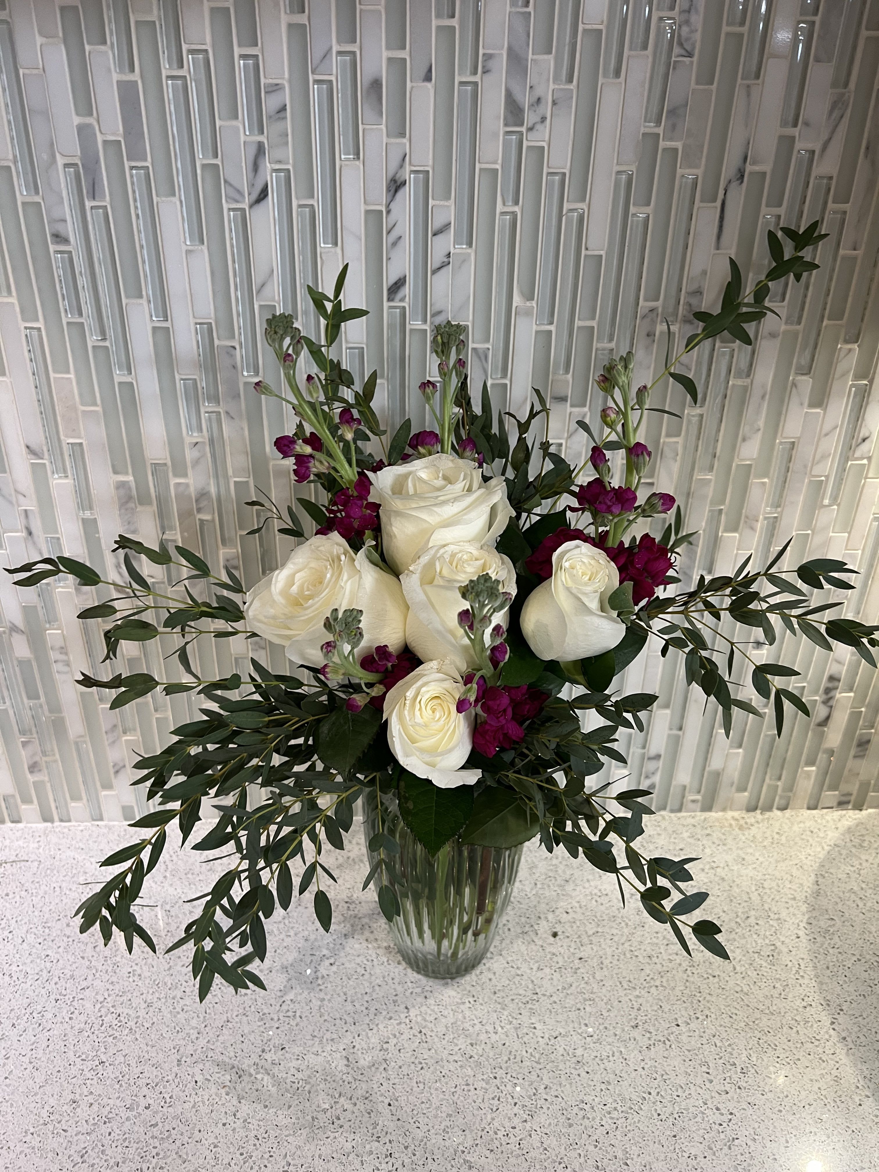 Frosted Valentines  - White roses 