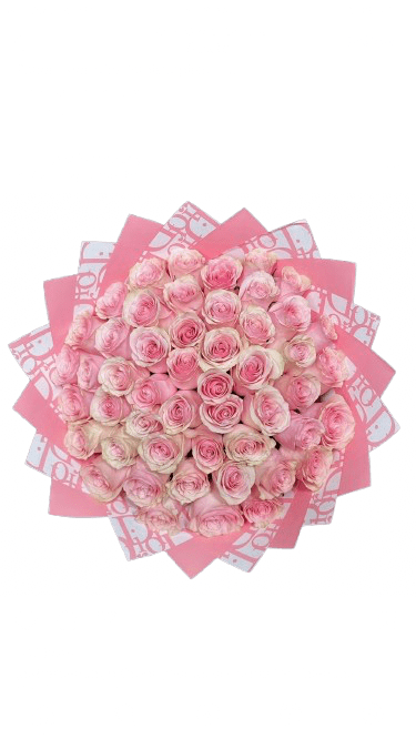 Dior Me - 75 Pretty pink roses  wrapped in Dior paper. 