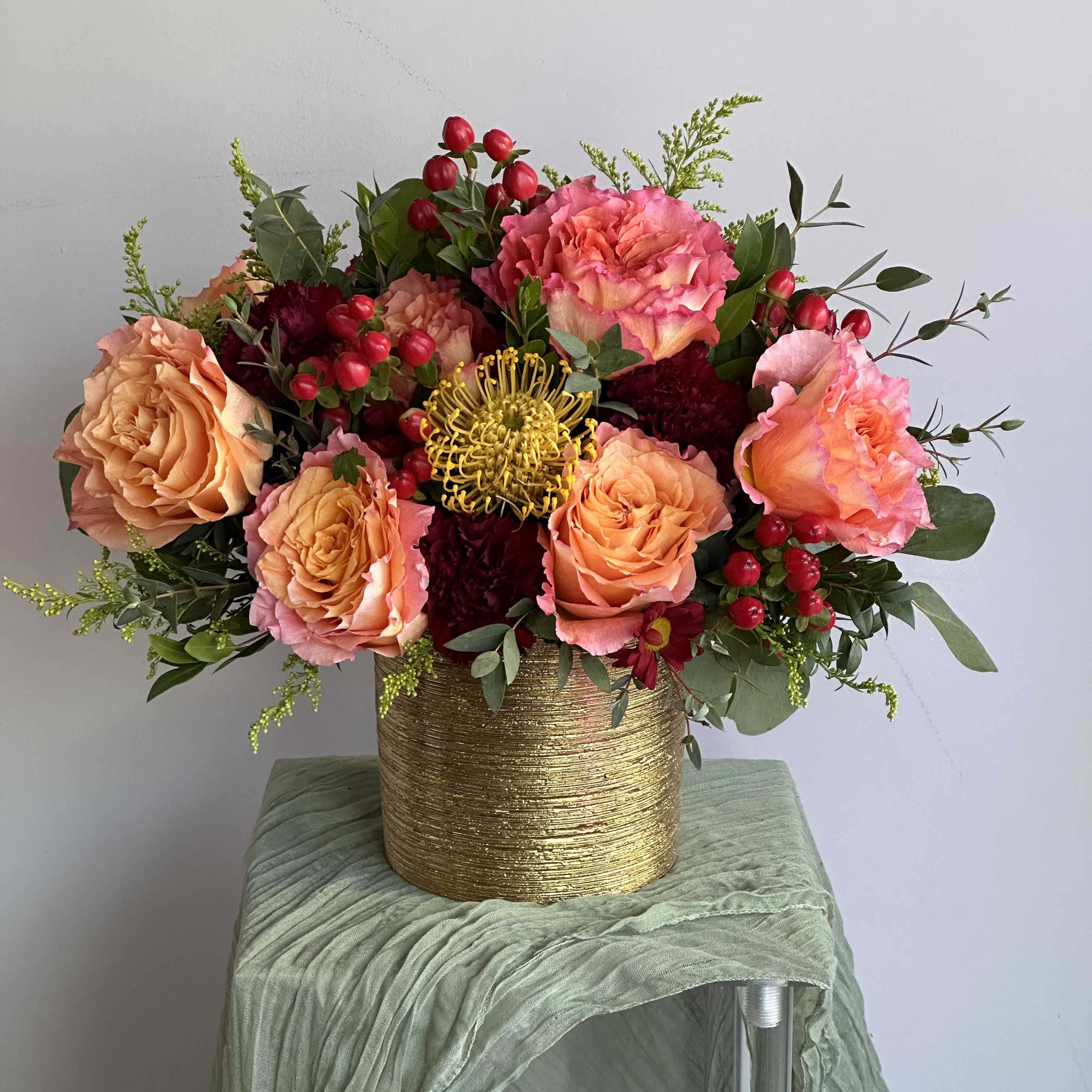 26D- Always Orange - Always orange – with love and attention to every detail. We create for you: tenderness, passion, reverent recognition, gratitude and respect, congratulations on an important event, first impressions, and much more. We create bouquets and compositions that will tell everything to you.  Seasonal flowers can be replaced with a similar one. Boxes, vases, and baskets can also be replaced with others. DELUXE size is shown in the photo. 