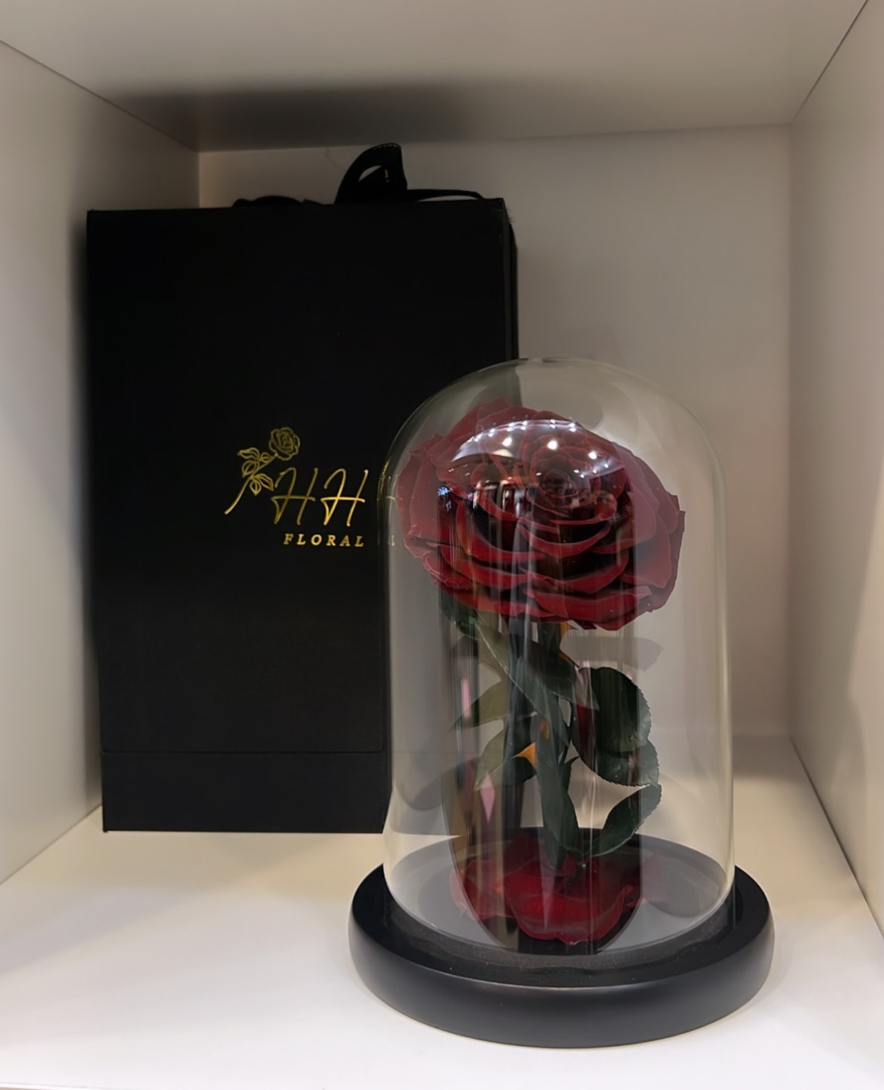 Deep Red Preserved Rose Dme - If you seek a positive long-lasting impression, then this preserved flower assortment will fit the bill. This product is made of natural high-quality roses, preserved to last up to 10 years, not days. It is a perfect choice whenever you want fresh-looking natural flowers without quick deterioration, costly maintenance, or frequent replacement.  Our flower assortment in glass dome is an ideal gift for special occasions, such as Valentine’s Day, Mother’s Day, Christmas, and Birthdays. It is also a great choice for long-lasting, natural-looking decorations at homes and rental properties. In addition, it suits well for unique staging applications, such as home showings, parties, and events.   * Maintenance tips: Avoid exposure to direct sunlight, heat, humidity, and harsh environment. No water required. 
