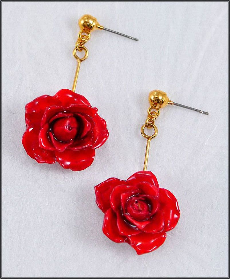 Dangle rose earrings discount