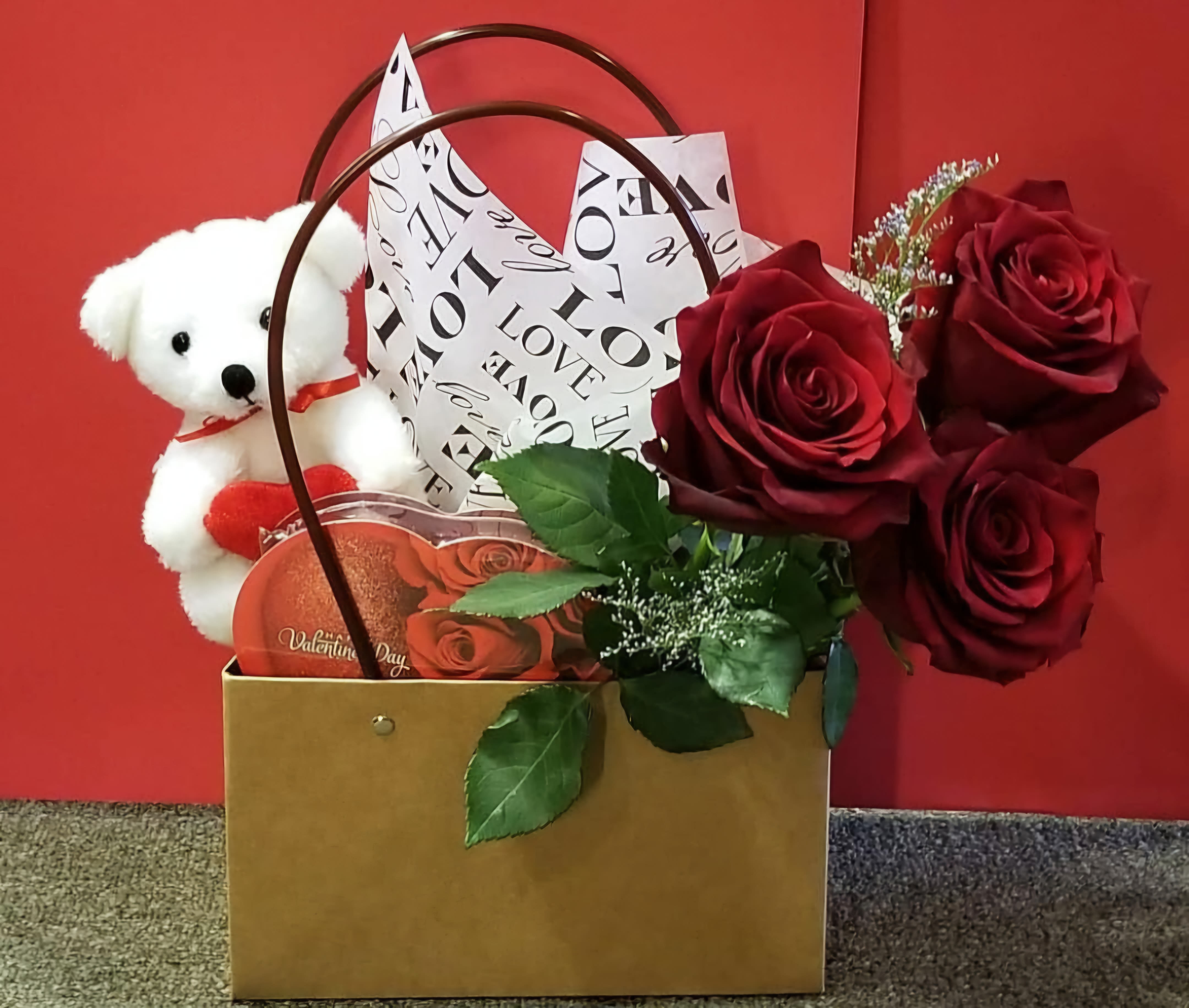 PERFECT - HIGHT QUALITY ECUADORIAN ROSES, CHOCOLATE AND TEDDY BEAR IN A WATERPROOF BAG by HEART 2 HEART