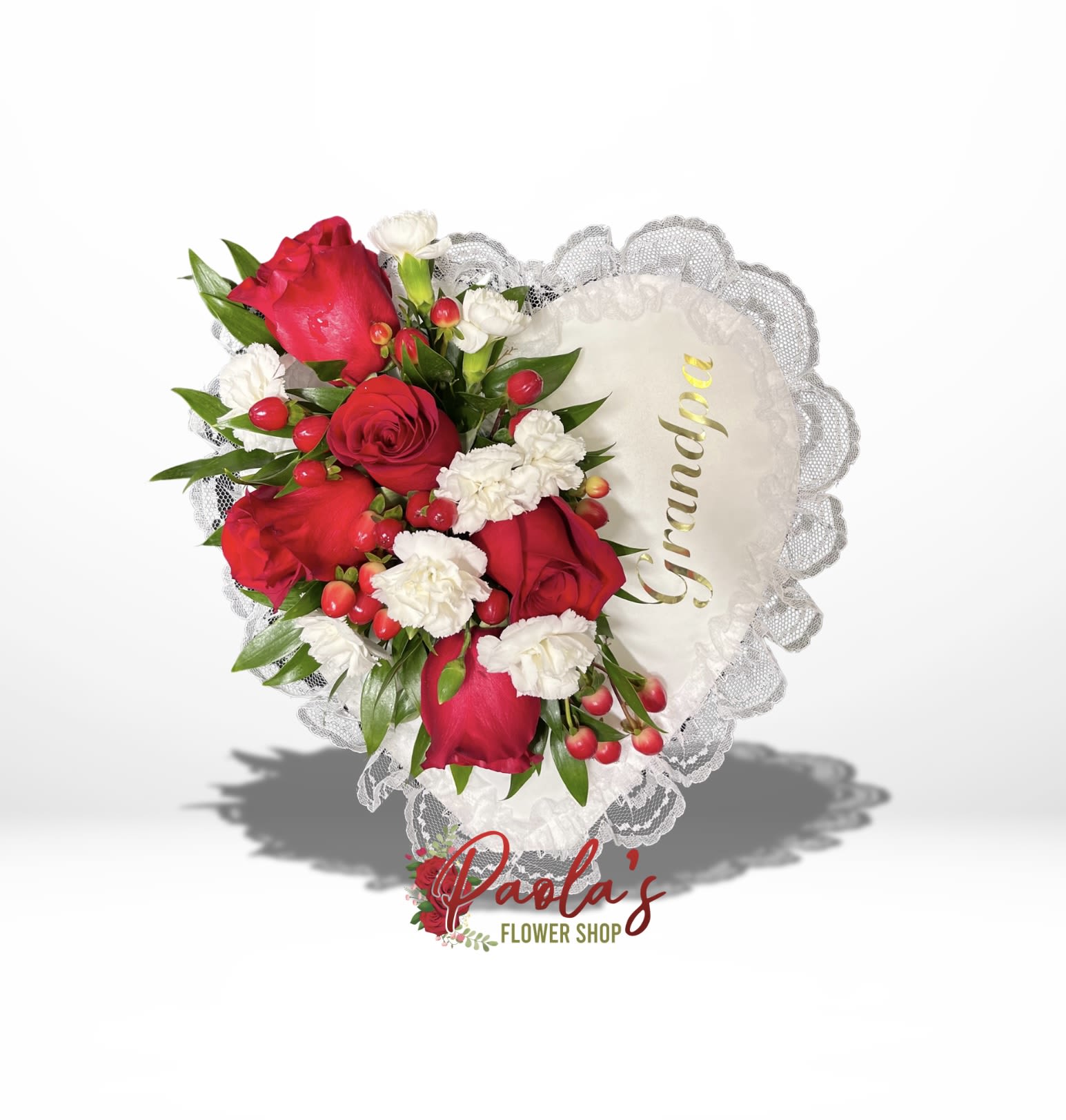 Heart pillow casket inset - Please enter the name/word that will go on the pillow in the comment section at check out