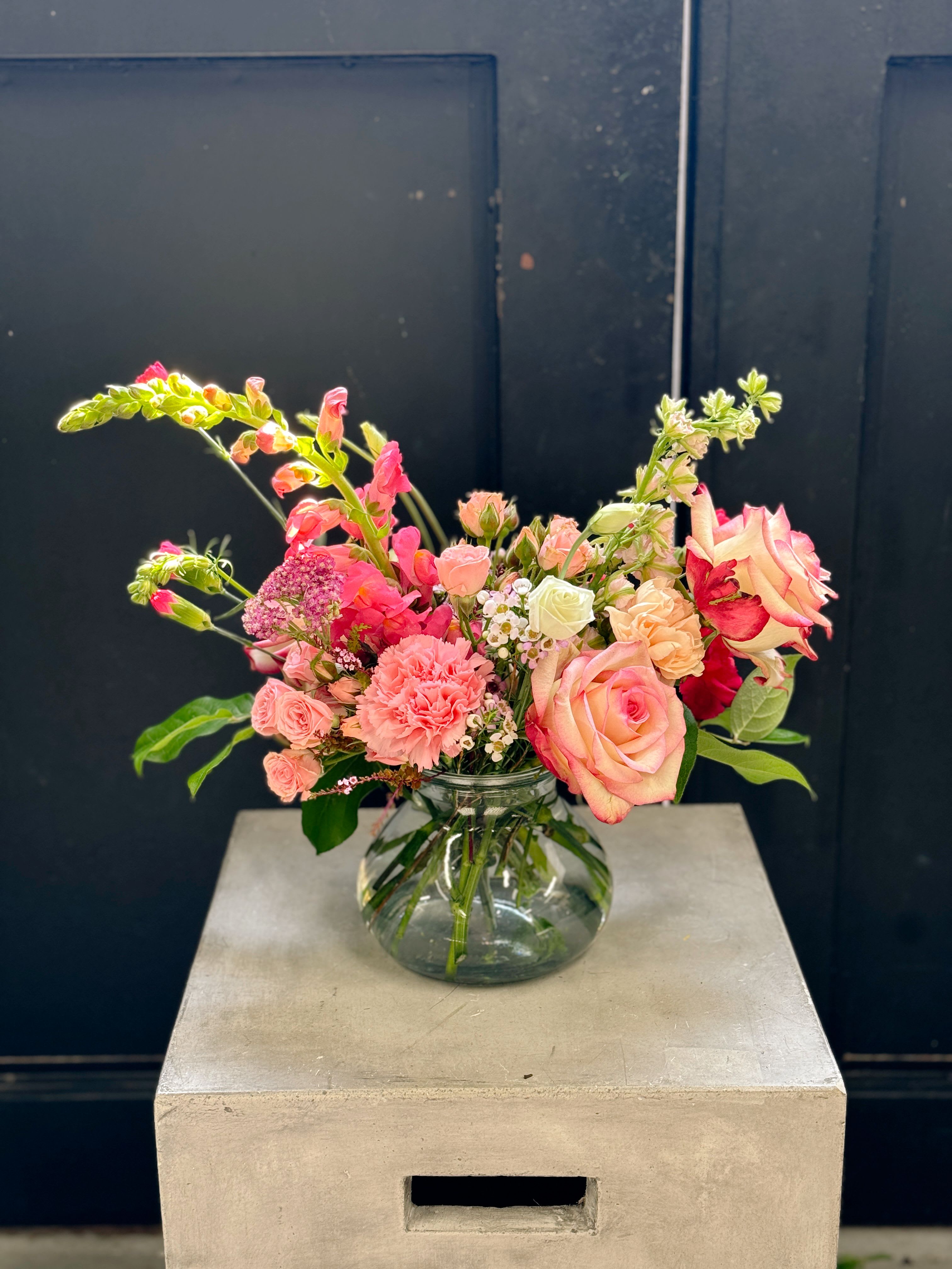 Pretty In Pink - This arrangement is uniquely crafted with bright and fresh florals. Arrangement and vase may vary depending on product availability.