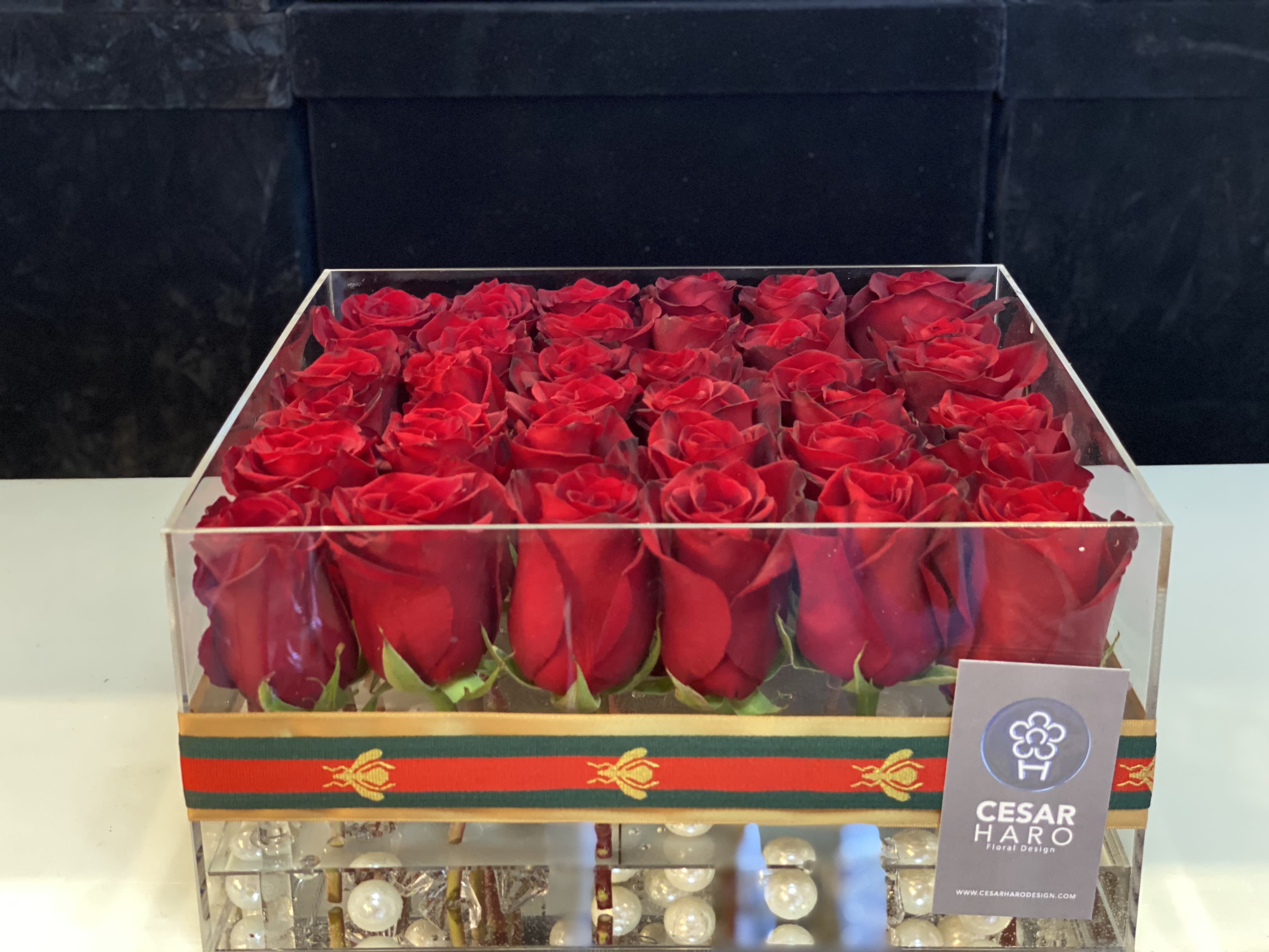 Modern Look II - 3 Dozen Red Roses inside Acrylic Box