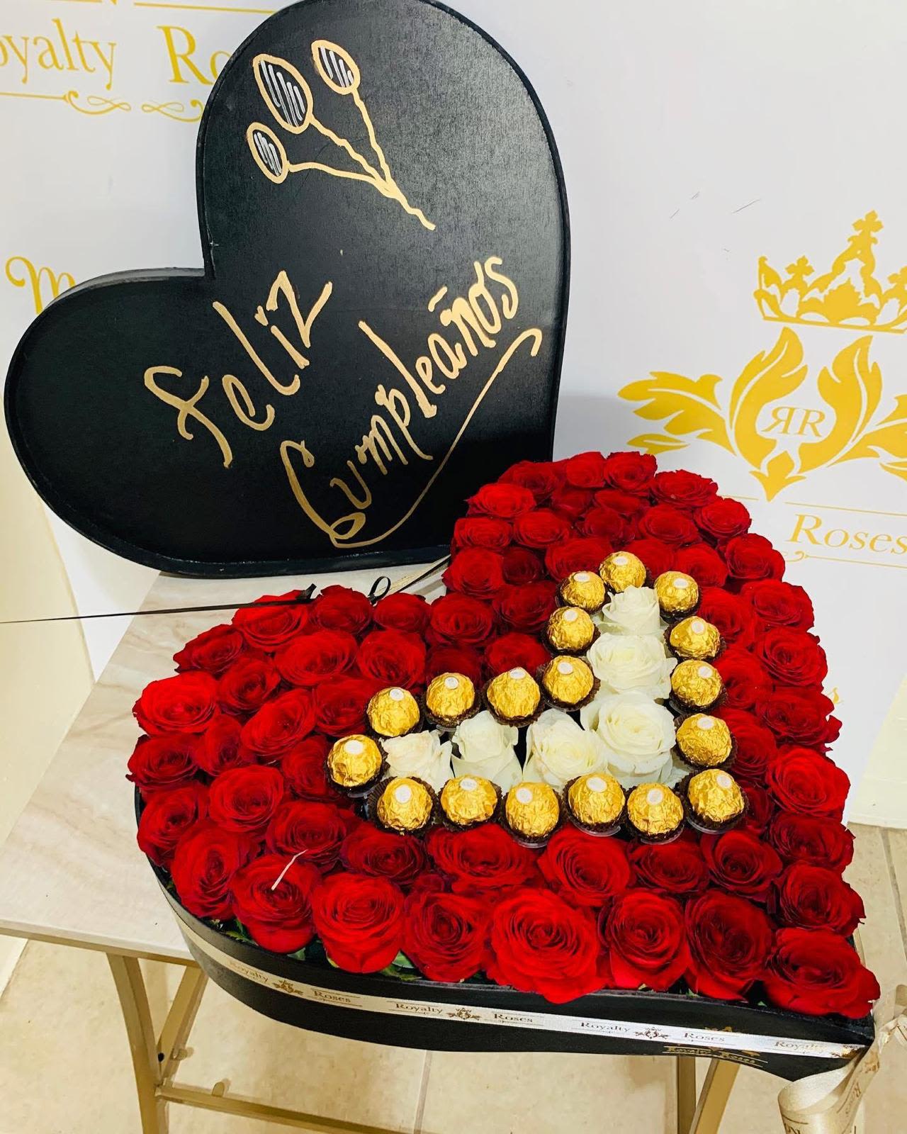Big Heart #4 Big Heart #4 - Our Big Heart #4 with Red and White roses and ferrero chocolates in a heart shape