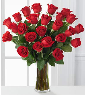 2 Dozen Red Roses with Vase - roses
