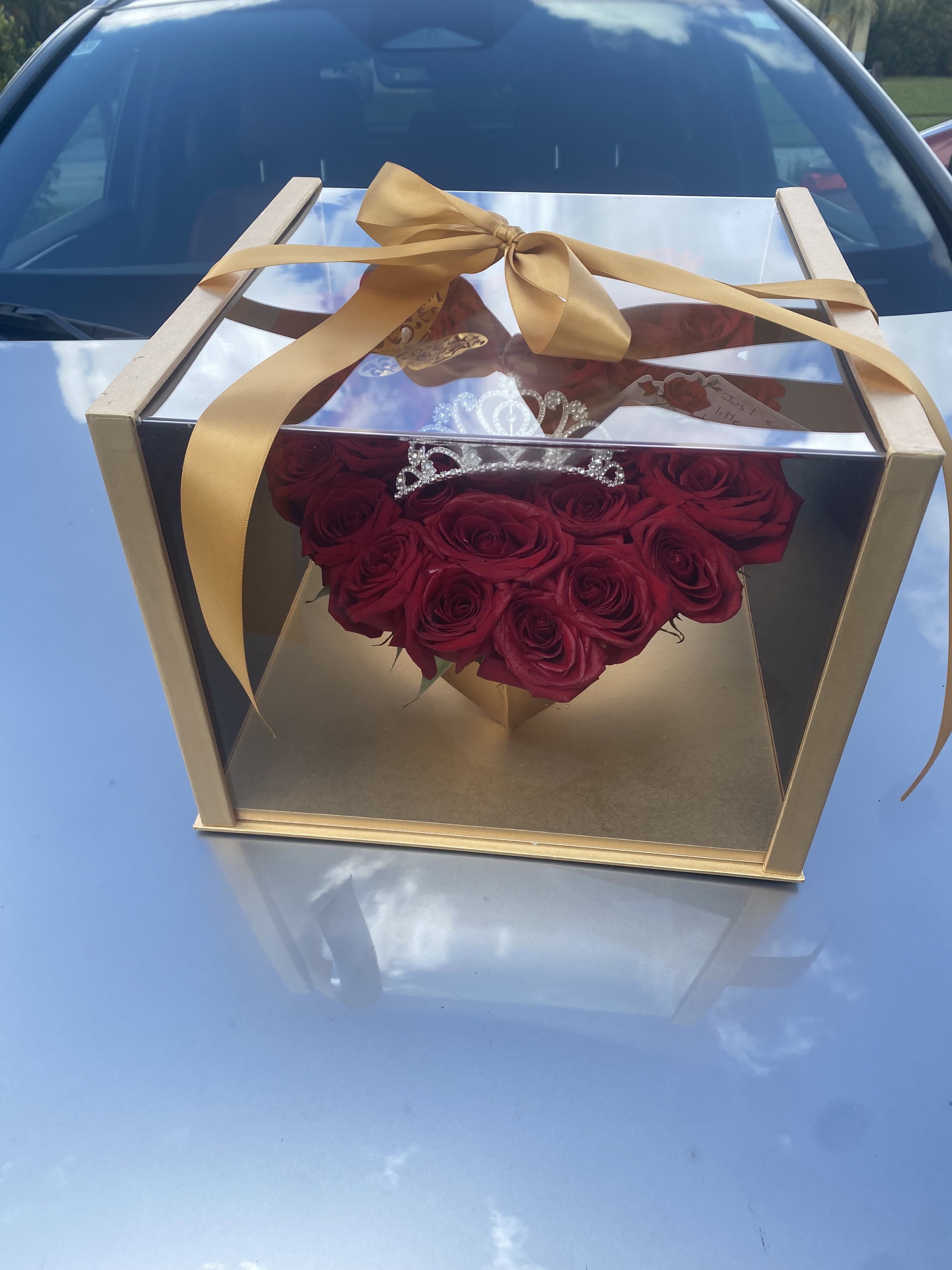 My Queen - A box  full red  fresh  roses   ( you can change the color you can add a Ferrero  chocolate good for that special occacion