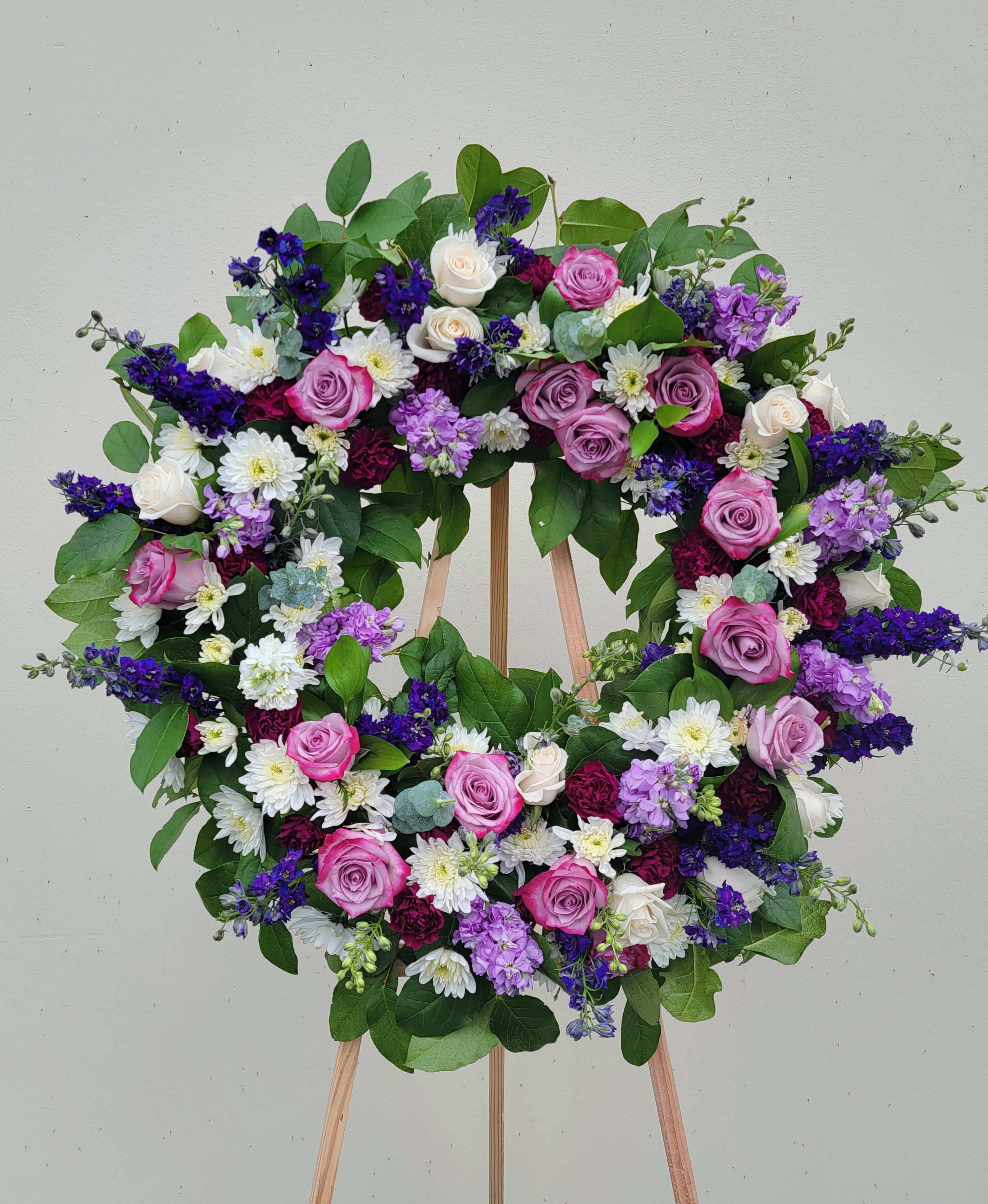 Purple Violet Floral Wreath Purple Violet Floral Wreath - 22in w