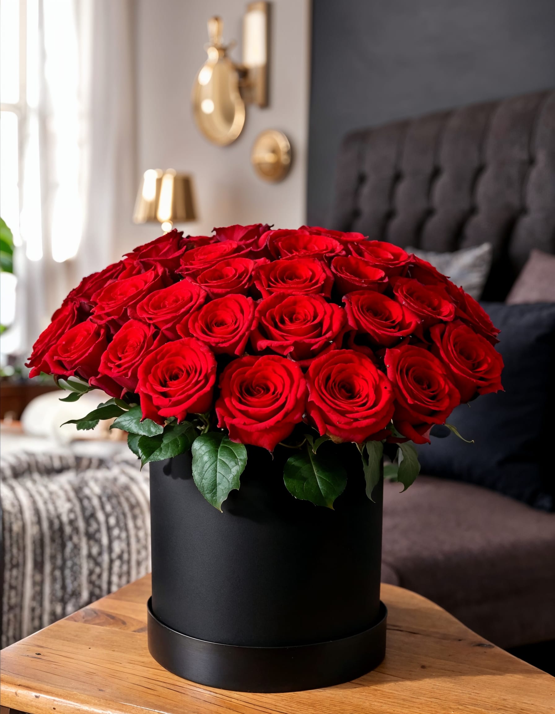 Valentine's Roses - Capturing love in every petal. Red roses in sleek black hatboxes - a timeless gift of passion and beauty.   RECOMMENDED FOR: Valentine's Day,   Love and Romance, I Love You Flowers, Anniversary, Proposal,  Romantic Gift, Birthday, Celebrations, Congratulations, Just Because, Everyday, Gift Idea 