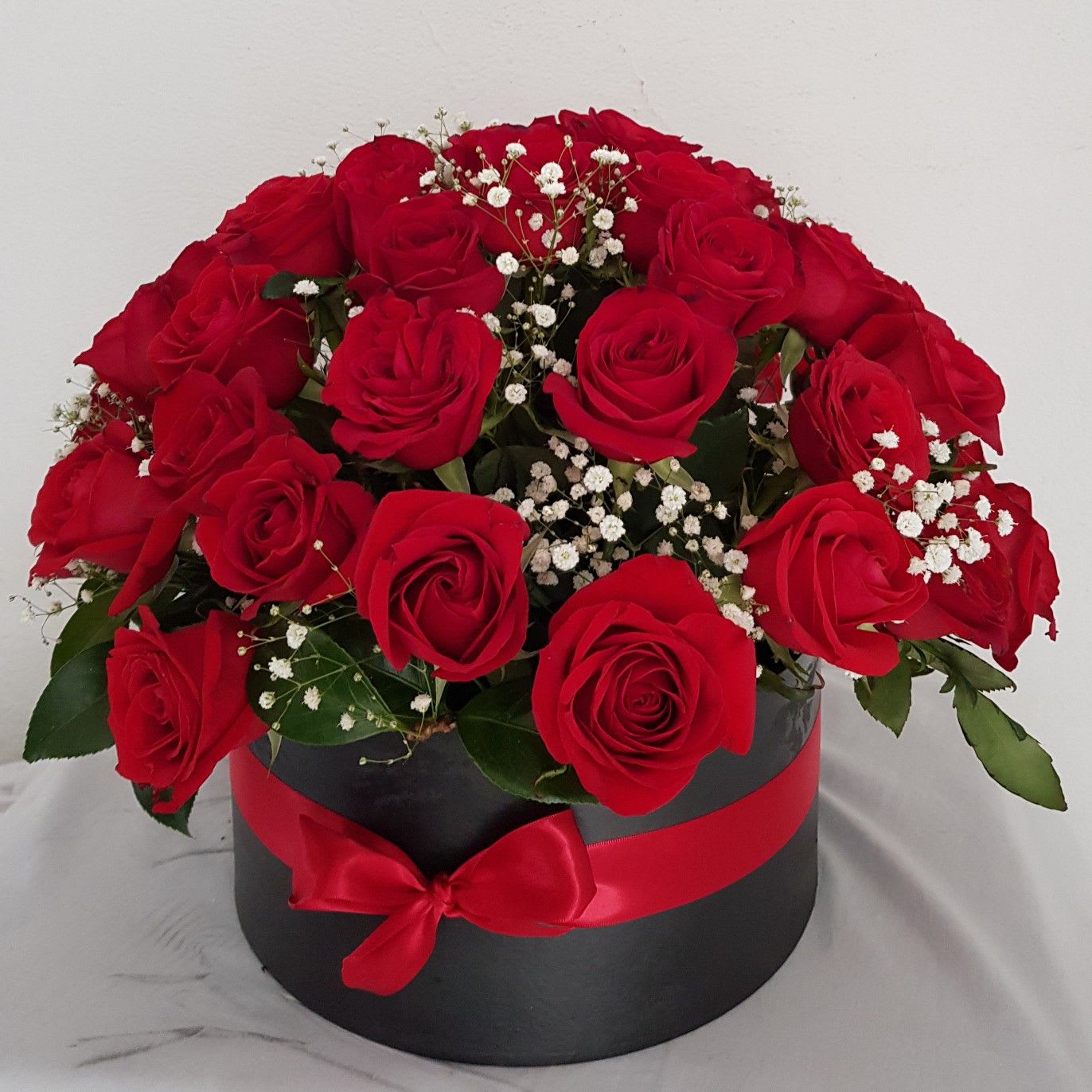 Two dozen Red Roses in Round box  - Red Roses 